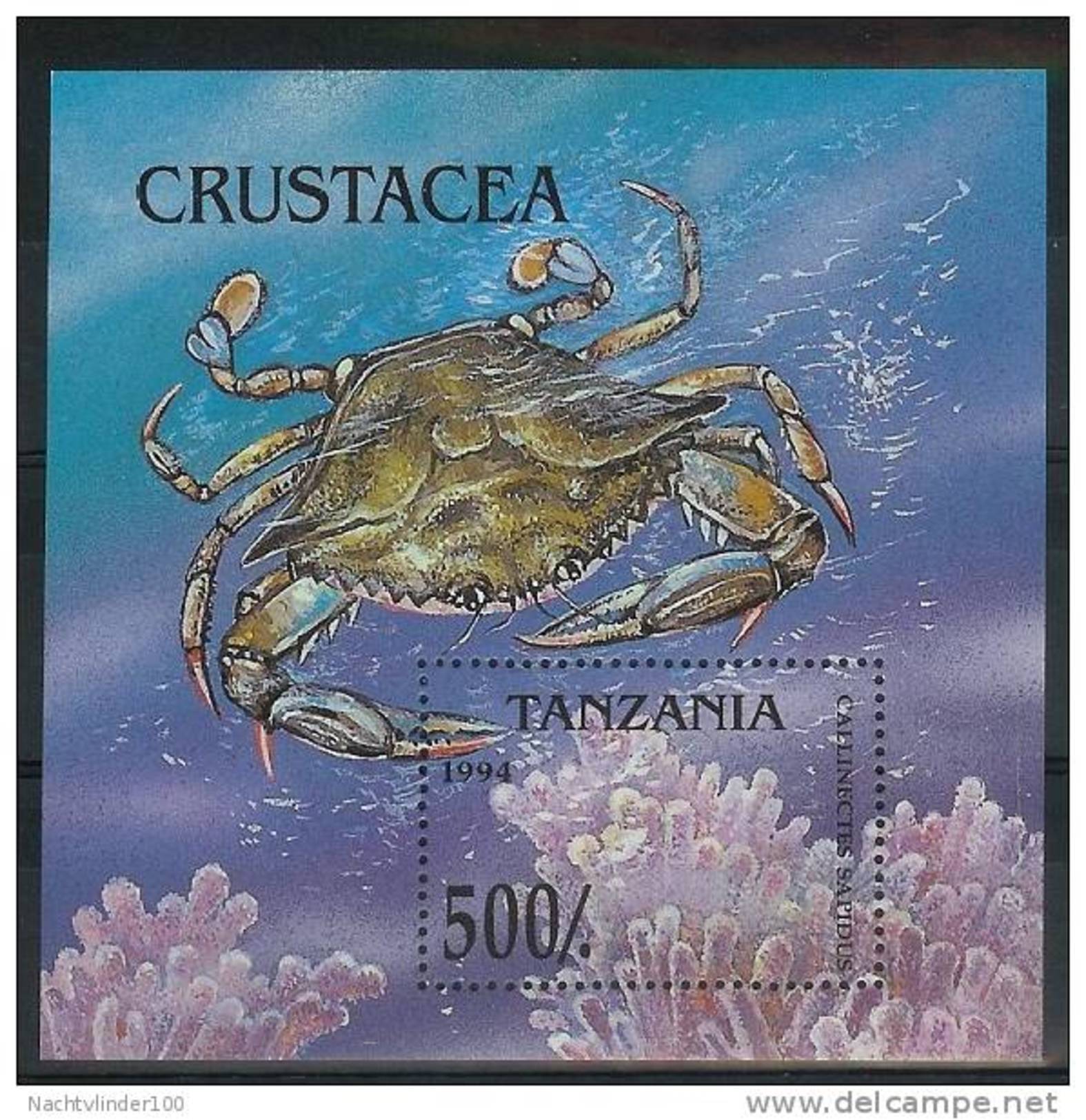 Mua830 FAUNA KRABBEN SCHAALDIER CRUSTACEAN CRAB KREBSTIERE MARINE LIFE STAMPS TANZANIA 1994 PF/MNH  VANAF1EURO - Schaaldieren