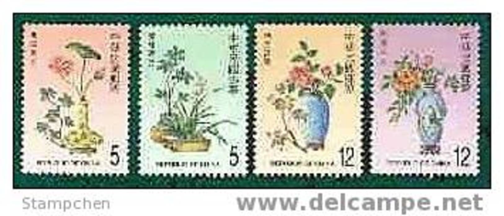 Taiwan 2002 Auspicious Stamps Flower Lotus Orchid Peony Osmanthus Bonsai Vase Chrysanthemums Plum - Unused Stamps