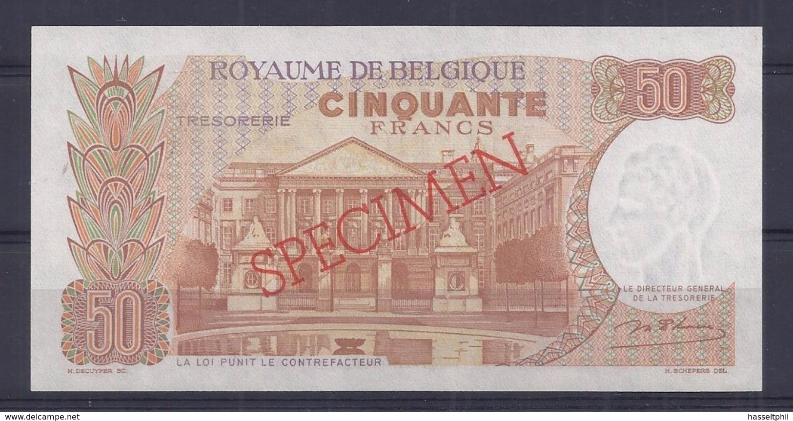 50 Frank - Francs  - Type 1966  Koninklijk Paar  M 46a  Quasi Nieuw -  Presque Neuf - Met Opdruk SPECIMEN - [ 8] Fakes & Specimens