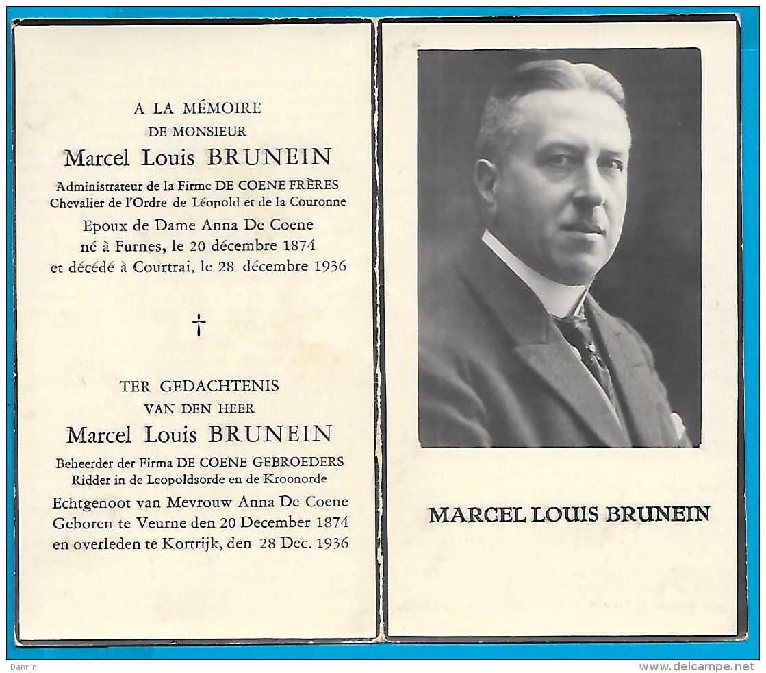 Souvenir Pieux De Marcel Louis Brunein -  Furnes - Courtrai - 1874 - 1936 - Devotieprenten