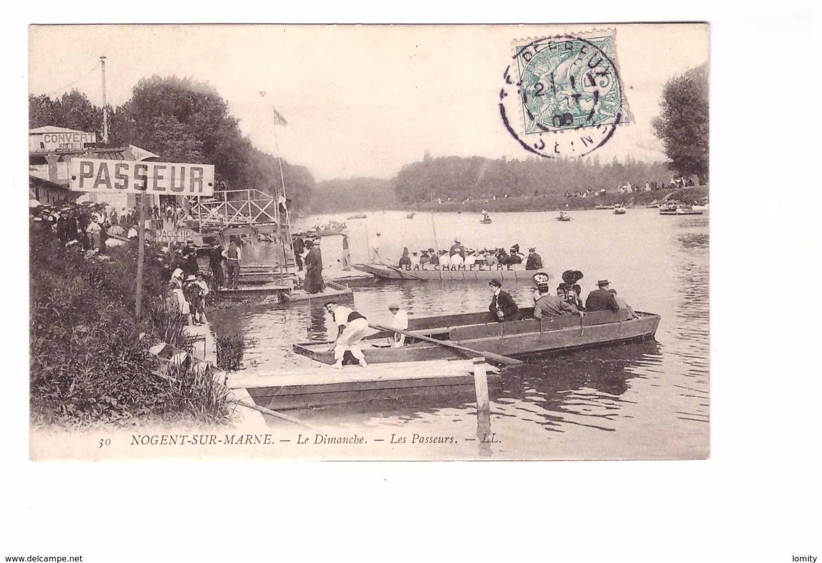 94 Nogent Sur Marne Le Dimanche Les Passeurs Cpa Animée Cachet 1906 - Nogent Sur Marne