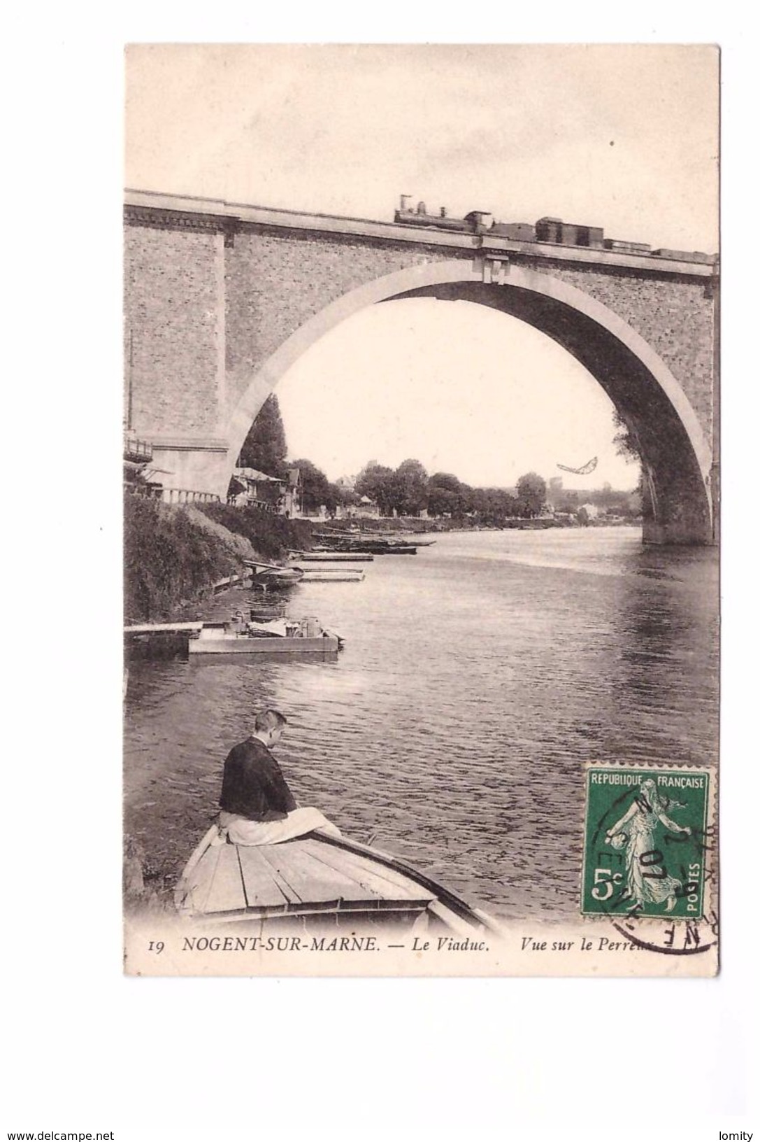 94 Nogent Sur Marne Le Viaduc Vue Sur Le Perreux Train Locomotive à Vapeur Cpa Animée Cachet 1907 - Nogent Sur Marne