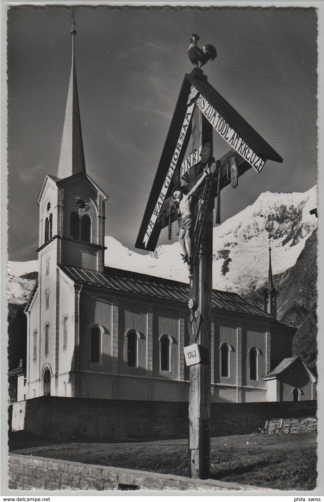 Saas-Fee - Kirche Mit Täschhorn - Photo: Otto Furter - Täsch