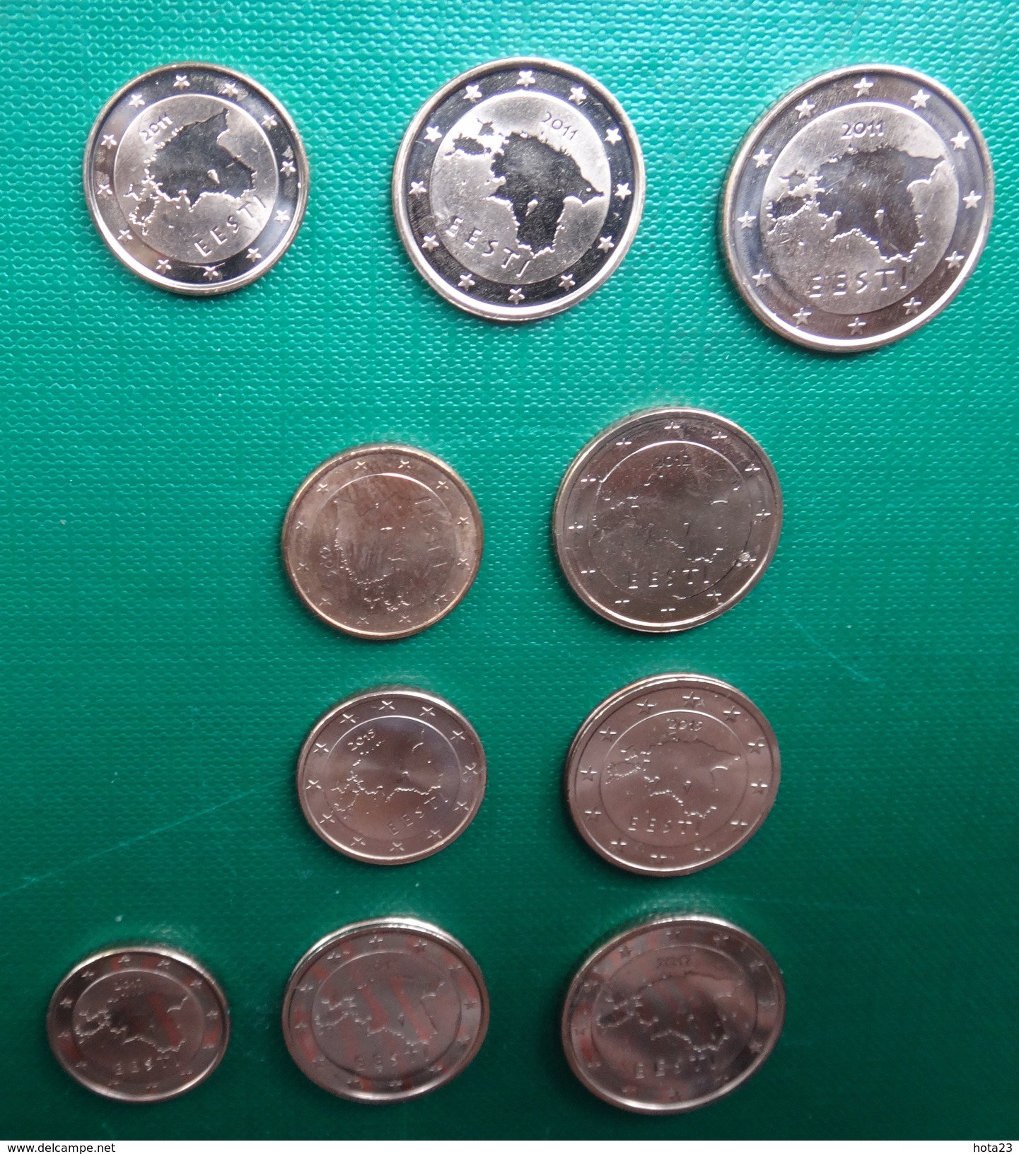 Estonia-2011-2012-2015-2017-1-2-5-Euro-CENT-Coin-set-UNC-lot-10-coins - Estonia