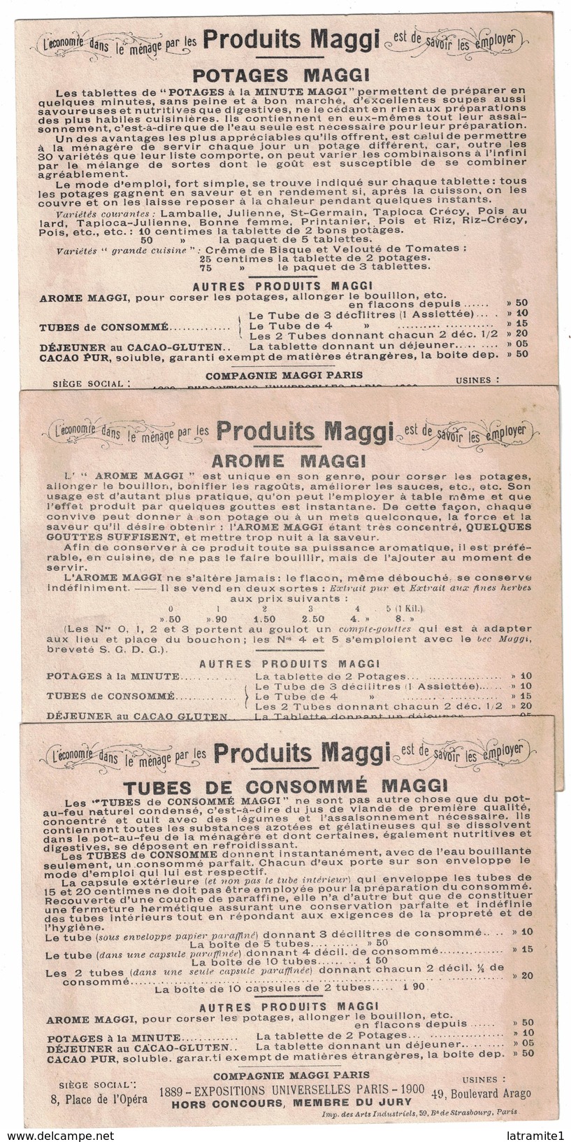 SERIE 5 CARTONCINI PUBBLICITARI PRODUITS MAGGI FRANCESI - Publicité