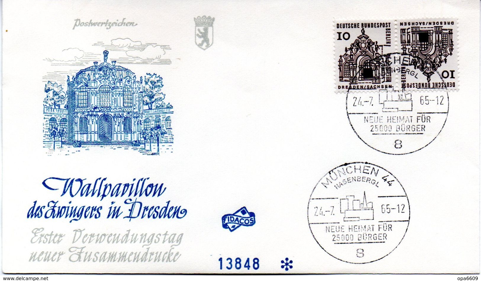 Westberlin Schmuck-FDC Zdr. Mi K4 - 242+242 "Deutsche Bauwerke Aus Zwölf Jahrhunderten" SSt 24.7.65 MÜNCHEN 44 - Sonstige & Ohne Zuordnung