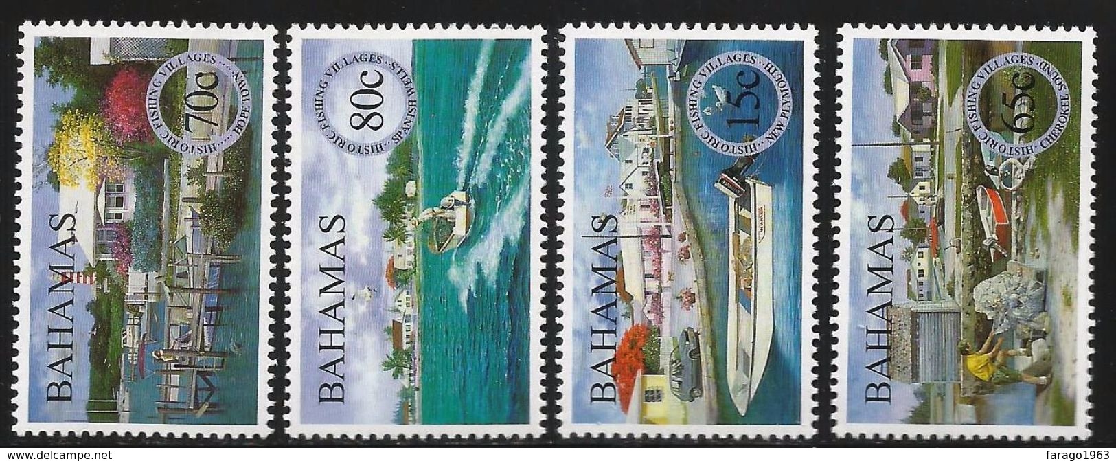 2000 Bahamas Historic Fishing Villages Boats Complete Set Of 4  MNH - Bahamas (1973-...)