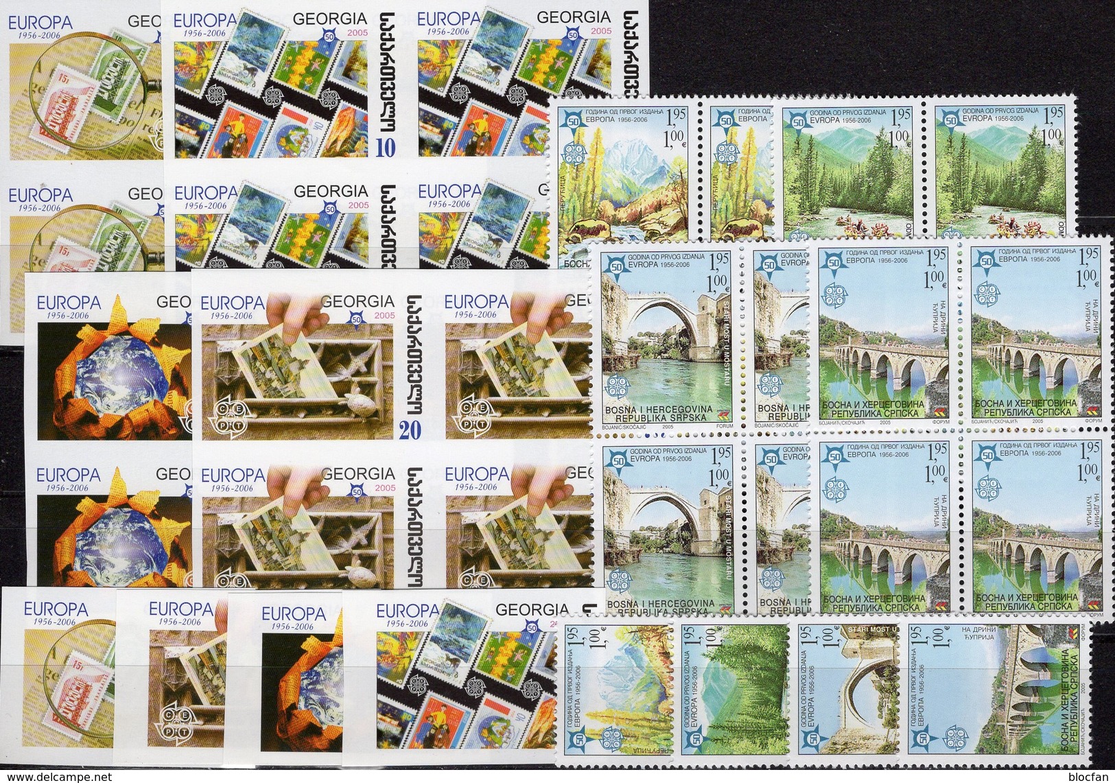 Imperf.GEORGIA 507/0B,4-Block,Bosna 339/2+VB ** 67&euro; 50 Jahre EUROPA 2006 Ss Philatelic Blocs Nature Sheets Bf CEPT - Collections