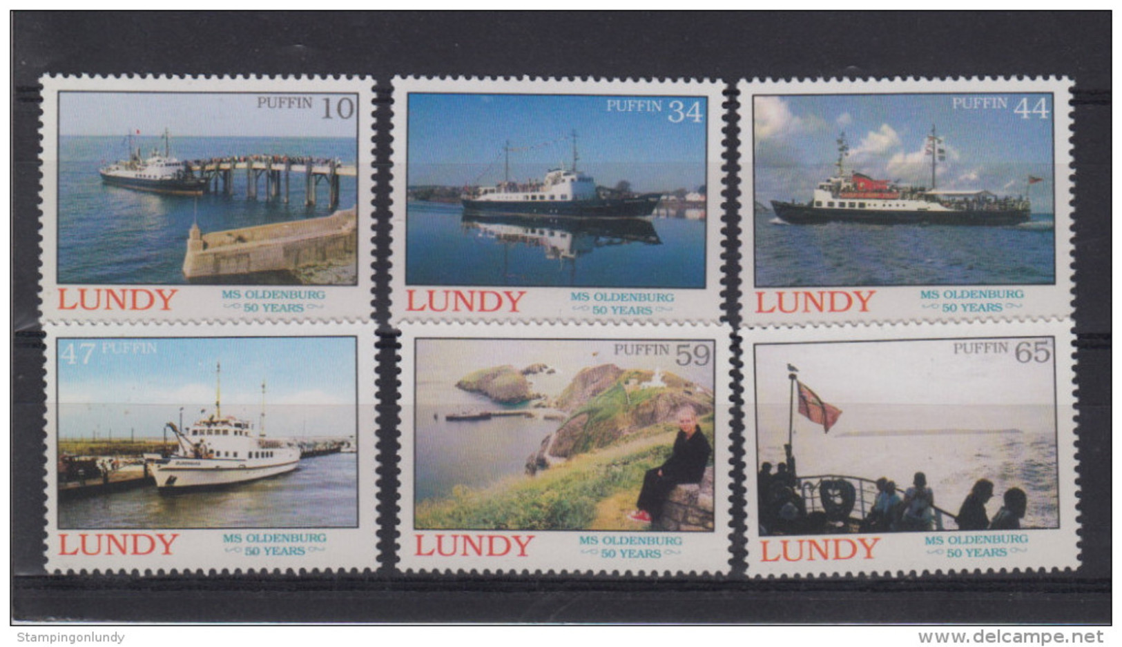 #L114. Great Britain Lundy Puffin Stamps 2008 M.S. Oldenburg's 50th Birthday - Emissions Locales