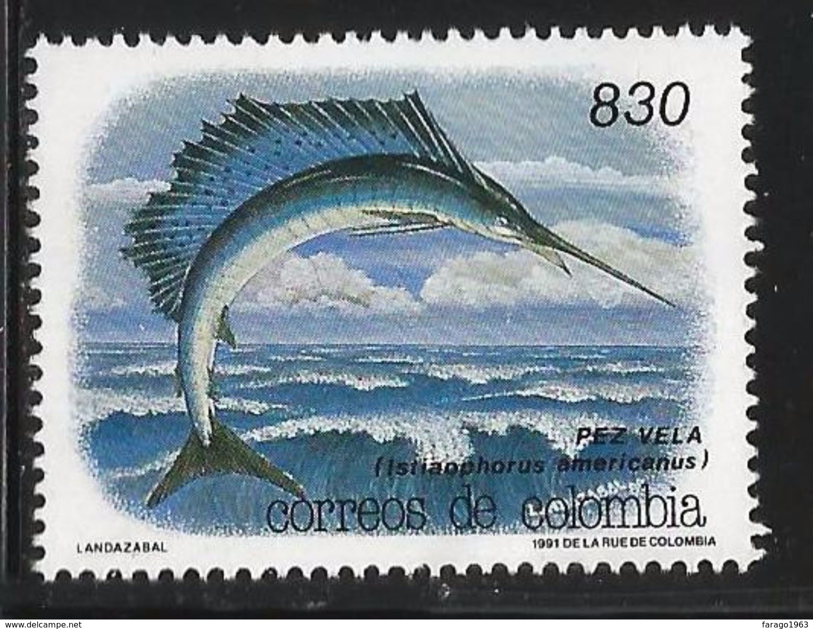 1991 Colombia Game Fish Marlin Sailfish  Complete Set Of 1 MNH - Kolumbien