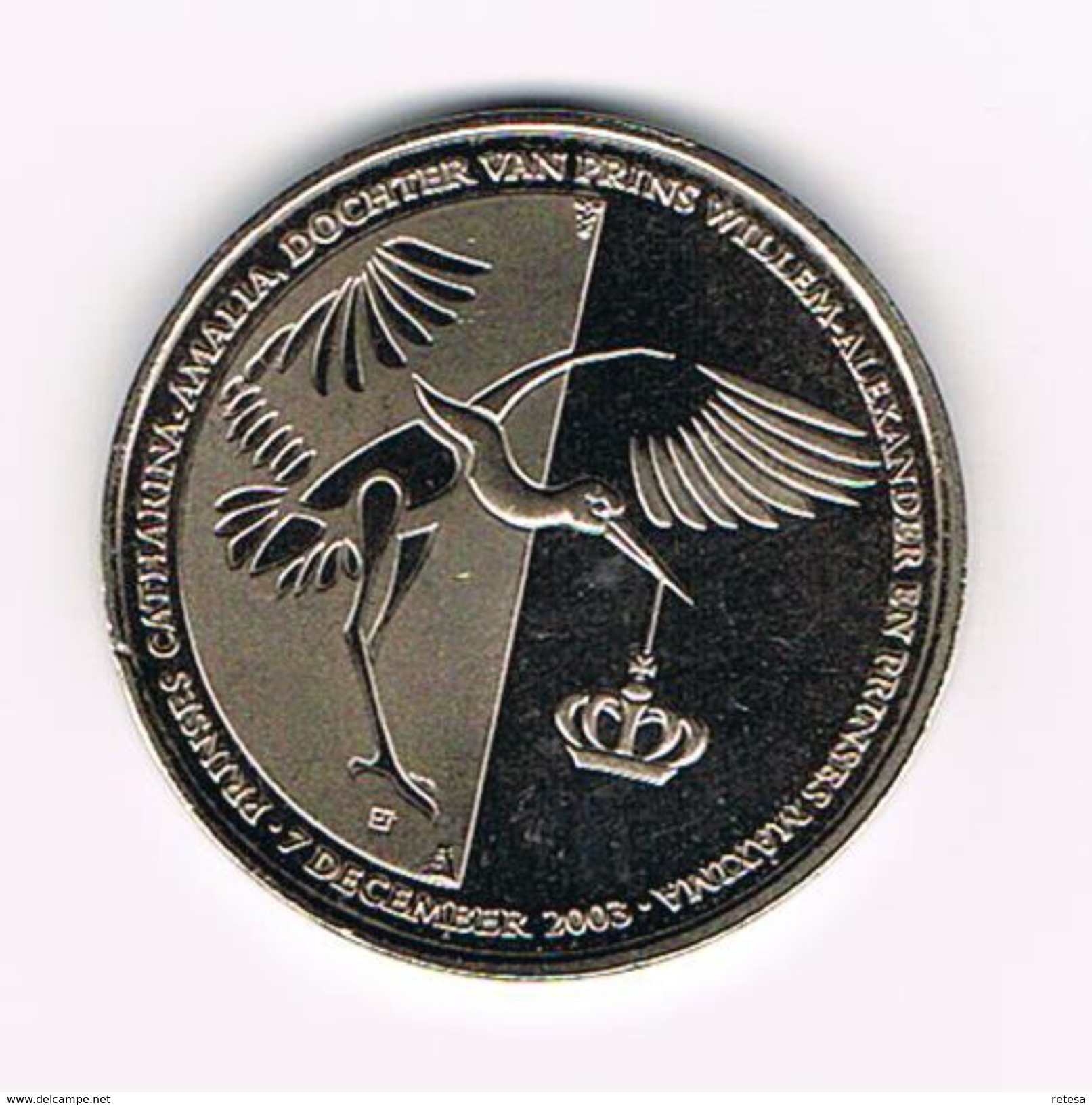 ¨¨ NEDERLAND  HERDENKINGSMUNT  GEBOORTE  PRINSES AMALIA 7 DECEMBER  2003 - Monete Allungate (penny Souvenirs)