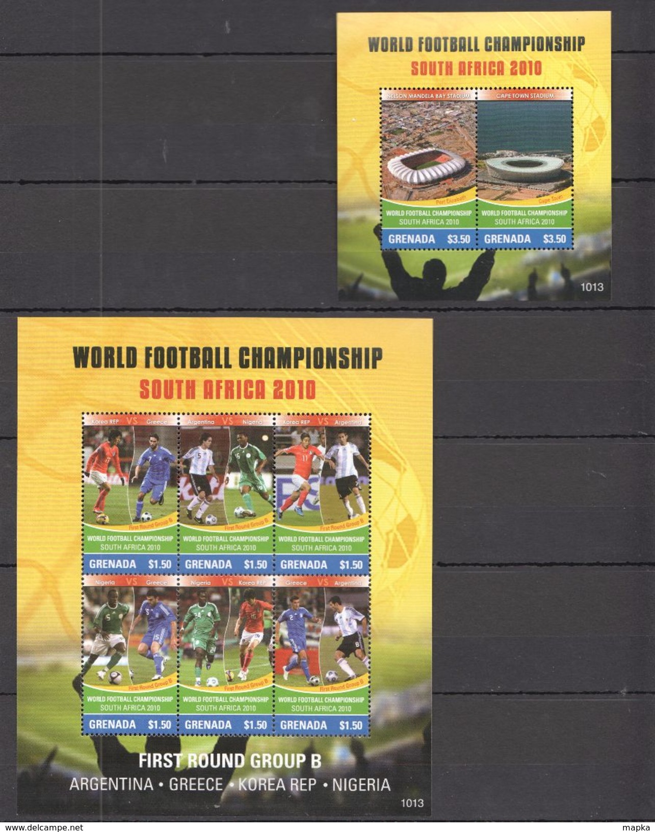 T734 GRENADA 2010 UNION ISLAND FOOTBALL CHAMPIONSHIP SOUTH AFRICA 2010 1KB+1BL MNH - 2010 – Südafrika