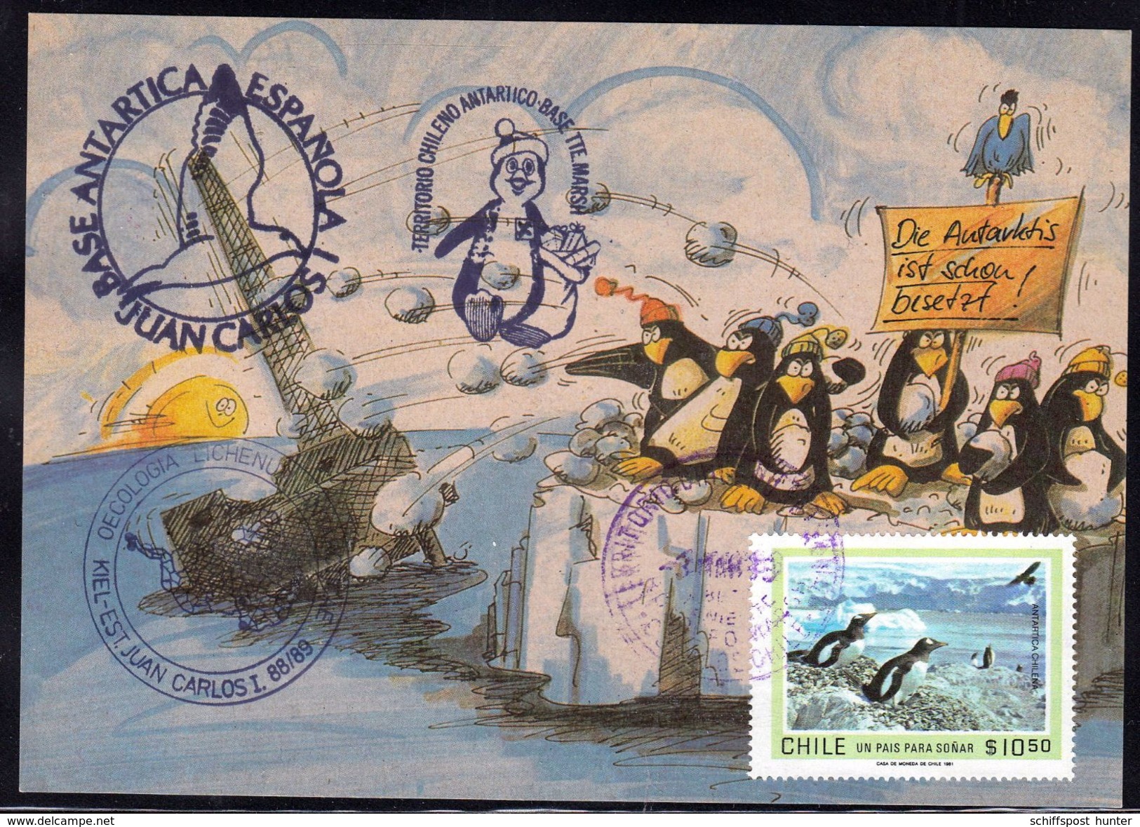 ANTARCTIC,GERMANY, UNI Kiel,"JUAN CARLOS" + TTE MARSH,,nice Card + Motive-stamp,  Look Scan !! 2.6-36 - Spedizioni Antartiche