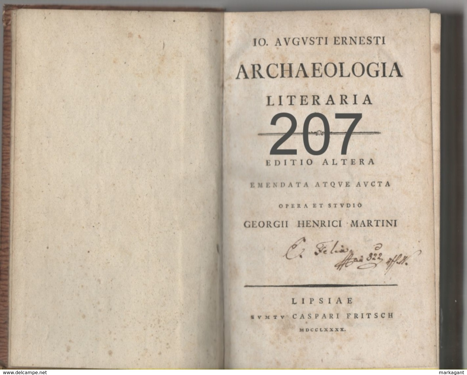 IO. AVGVSTI ERNESTI / ARCHAEOLOGIA LITERARIA (1790) - Old Books