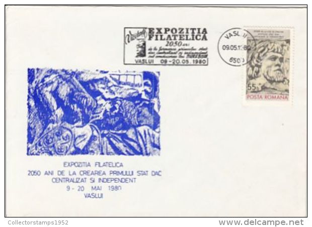 64939- DACIAN STATE ANNIVERSARY, KING BUREBISTA, SPECIAL COVER, 1980, ROMANIA - Briefe U. Dokumente