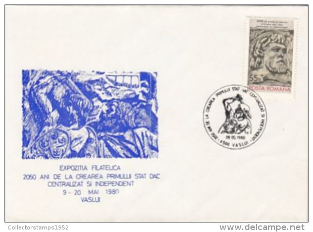 64940- DACIAN STATE ANNIVERSARY, KING BUREBISTA, SPECIAL COVER, 1980, ROMANIA - Lettres & Documents