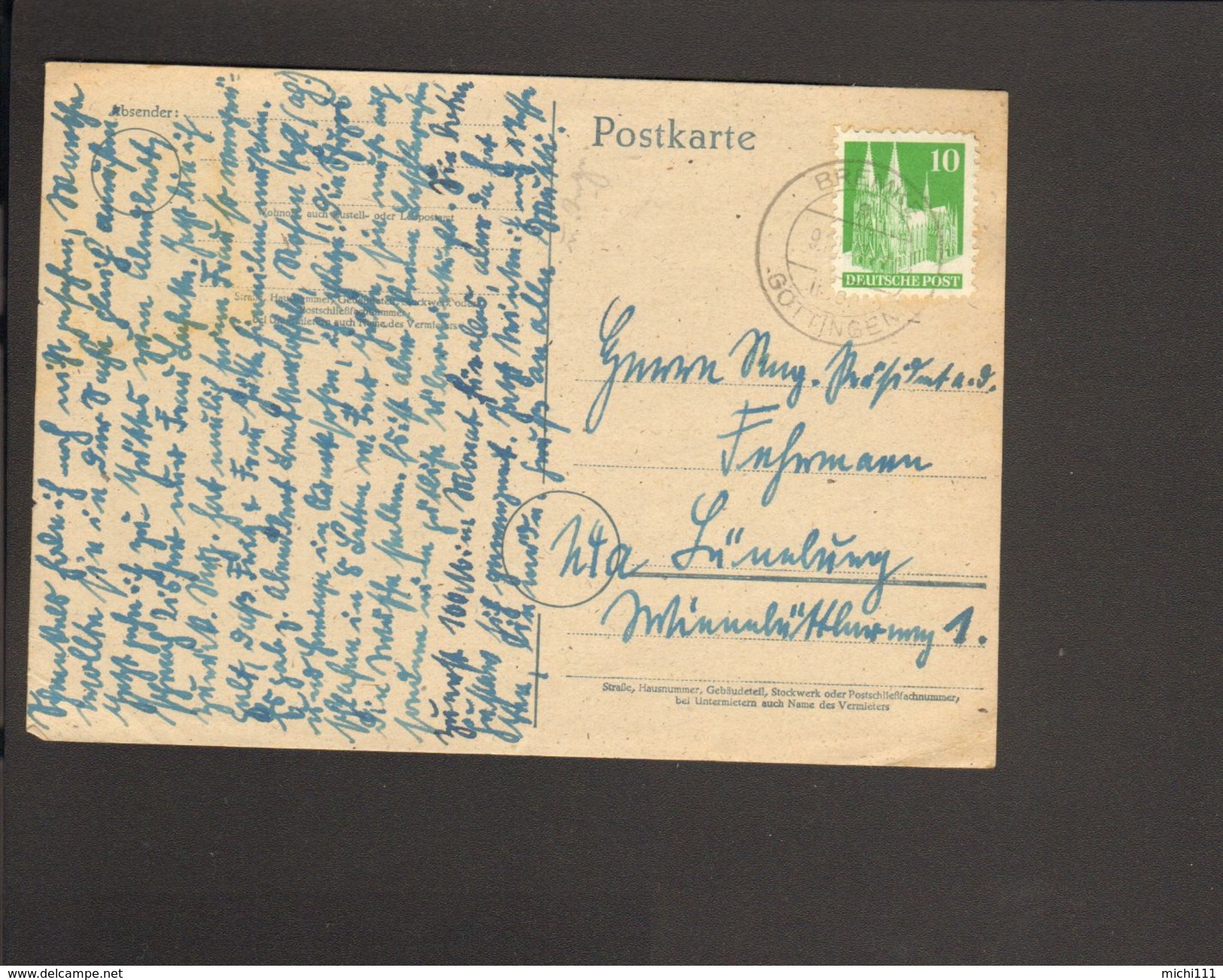 Bizone Bauten 10 Pfg.weit Gez.auf Postkarte Aus Bremke ü.Göttingen Poststelle I Von 1948 - Sonstige & Ohne Zuordnung