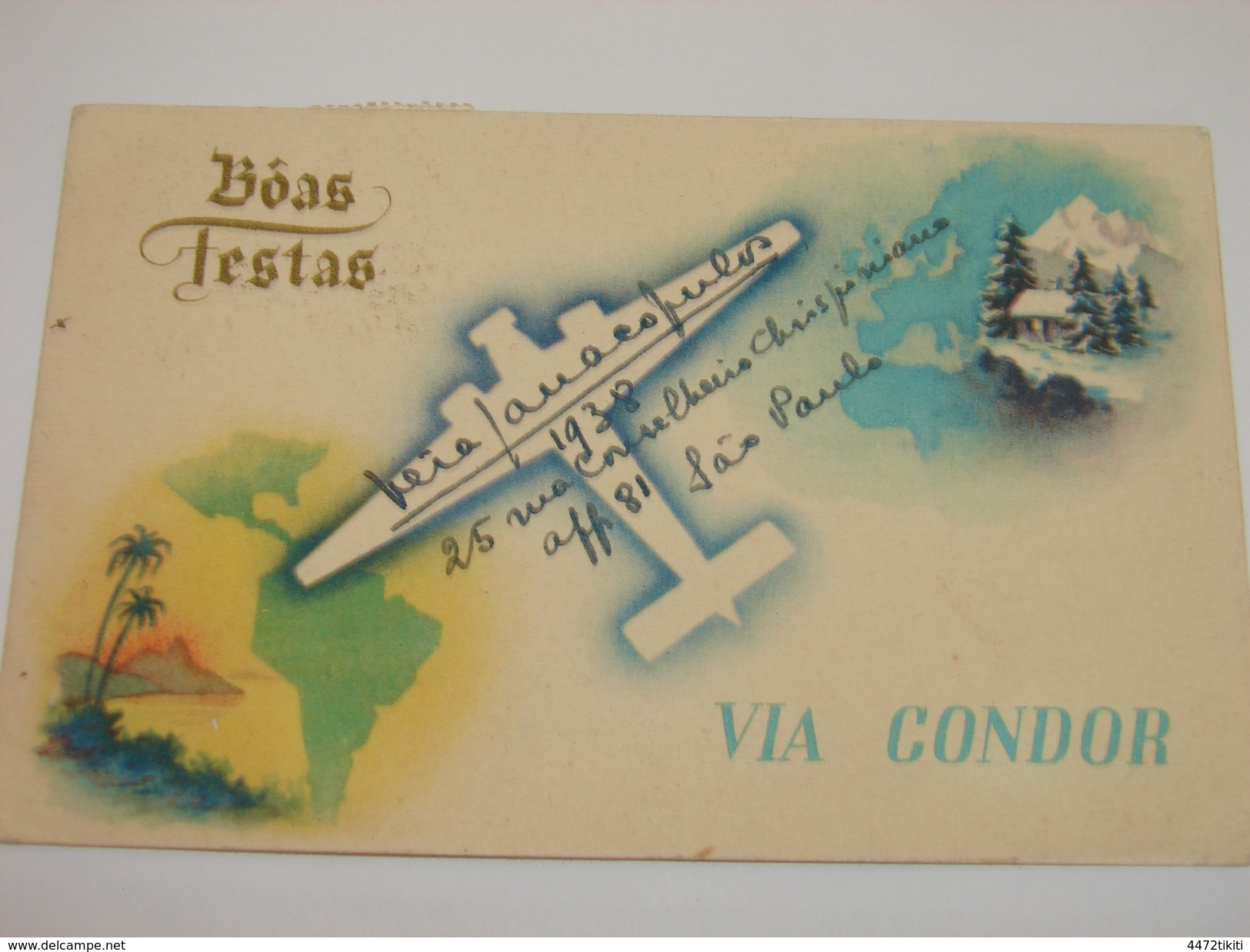 C.P.A.- Publicité Transport Aérien "Via Condor" LUFTHANSA - Boas Festas - 1938 - SPL (N42) - 1919-1938: Fra Le Due Guerre