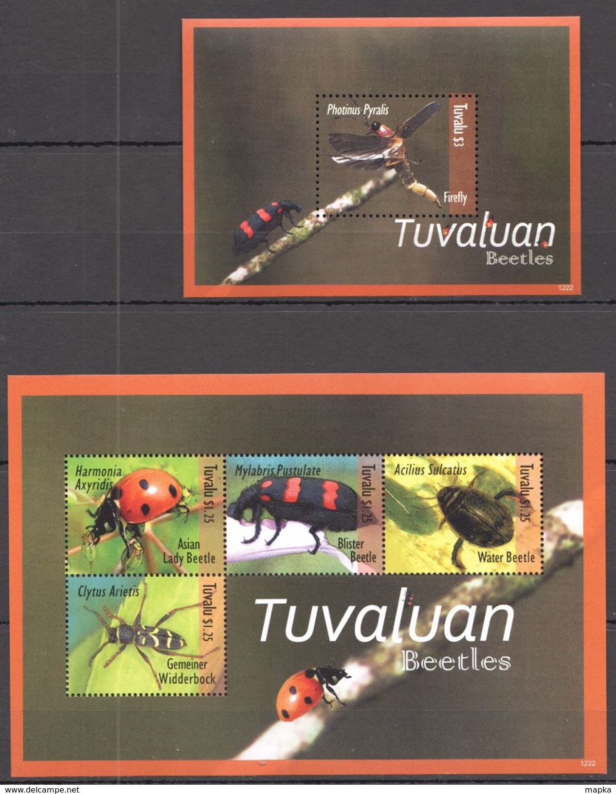 T759 TUVALUAN ANIMALS INSECTS 1KB+1BL MNH - Sonstige & Ohne Zuordnung