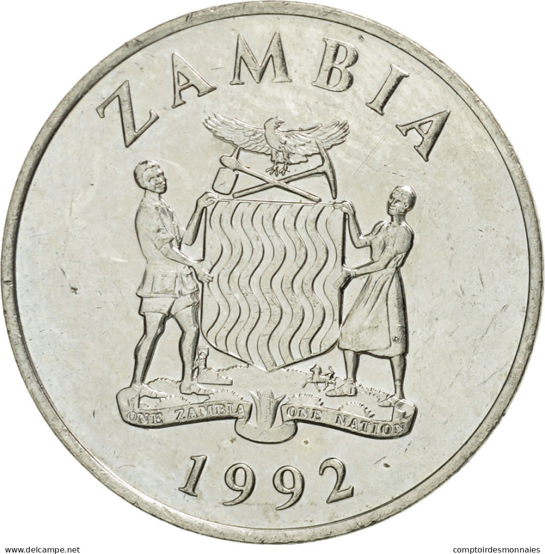 Monnaie, Zambie, 25 Ngwee, 1992, British Royal Mint, TTB+, Nickel Plated Steel - Zambia