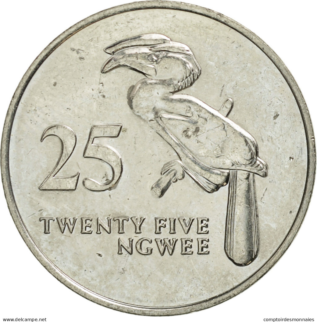 Monnaie, Zambie, 25 Ngwee, 1992, British Royal Mint, TTB+, Nickel Plated Steel - Zambie