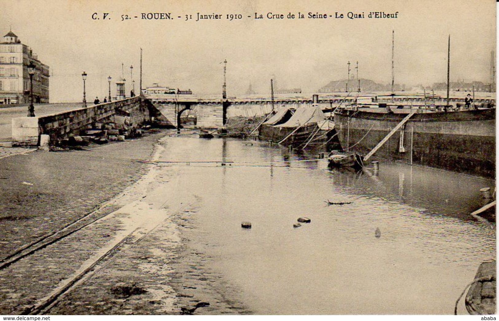ROUEN 31 JANVIER 1910 LA CRUE DE LA SEINE LE QUAI D ELBEUF - Rouen