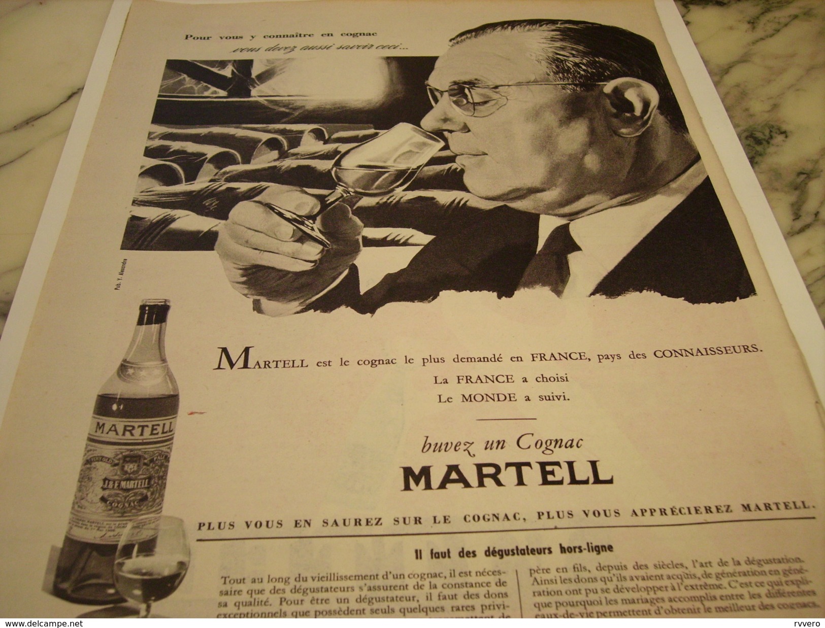 ANCIENNE PUBLICITE COGNAC MARTELL 1958 - Alcools