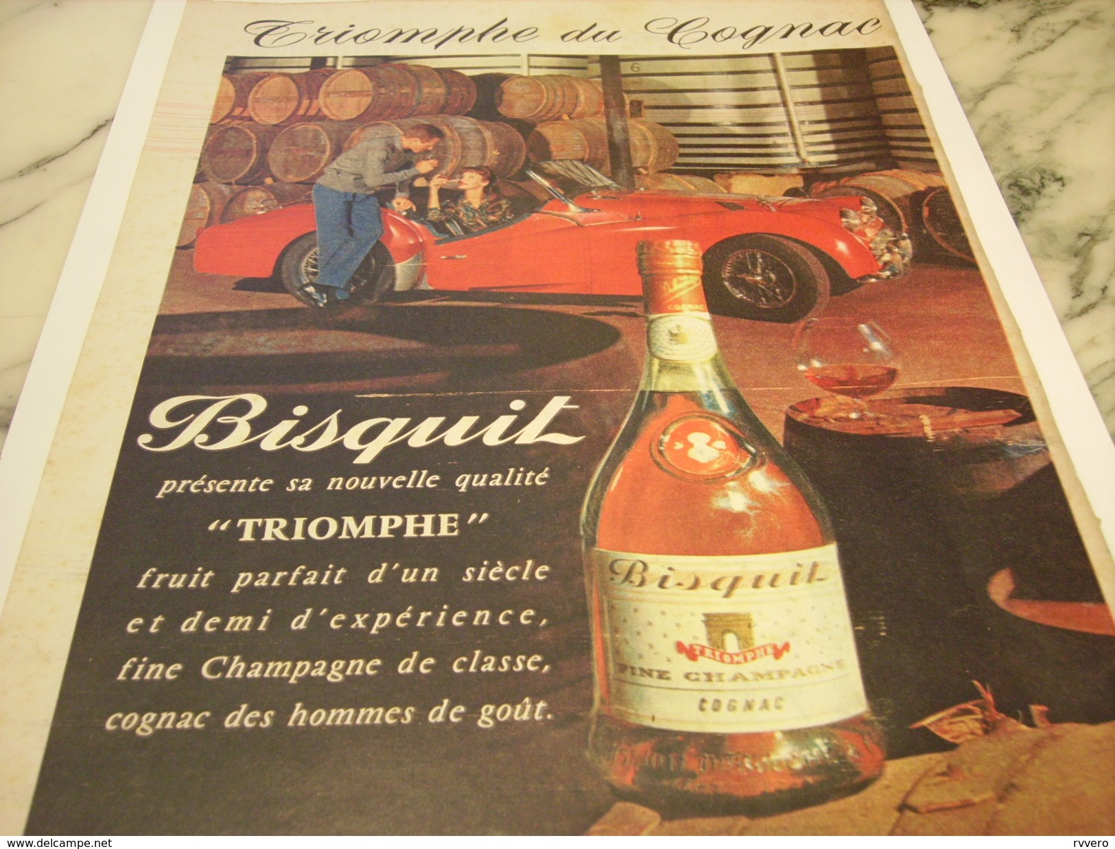 ANCIENNE PUBLICITE COGNAC TRIOMPHE DE  BISQUIT 1960 - Alcohols