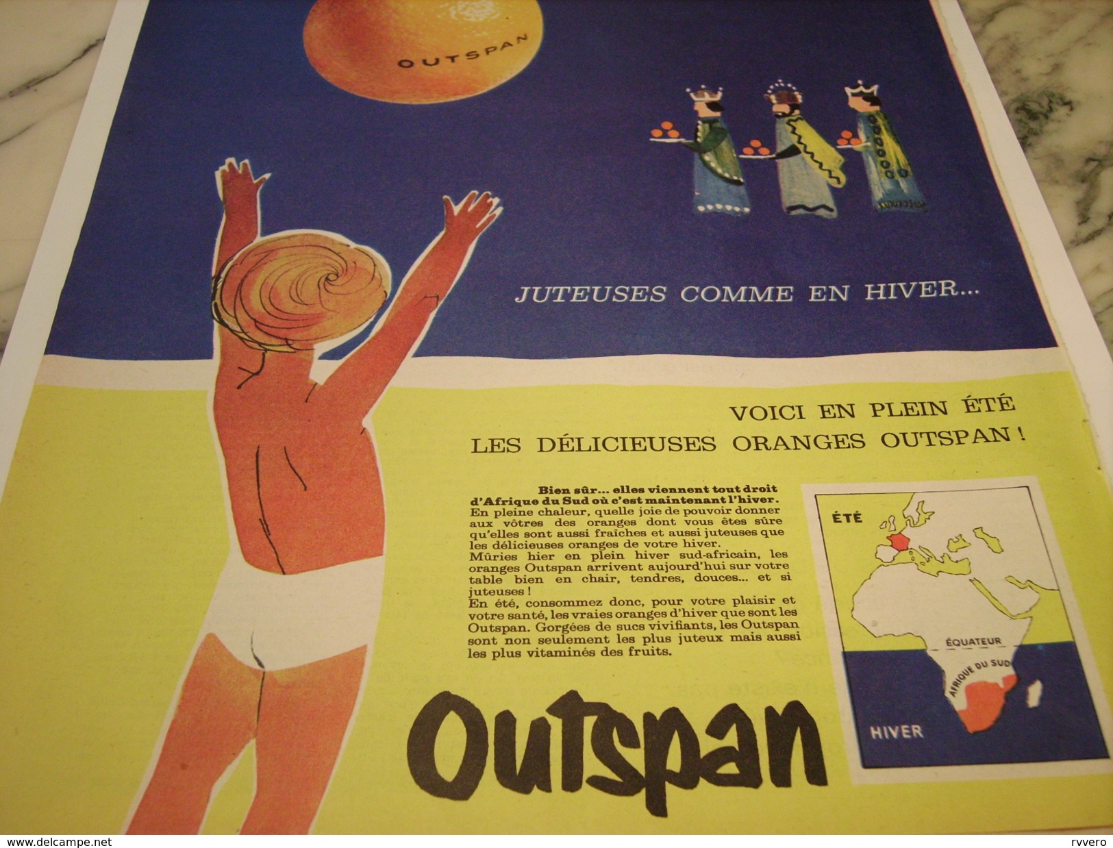 ANCIENNE PUBLICITE ORANGE JUSTEUSE  OUTSPAN 1961 - Affiches