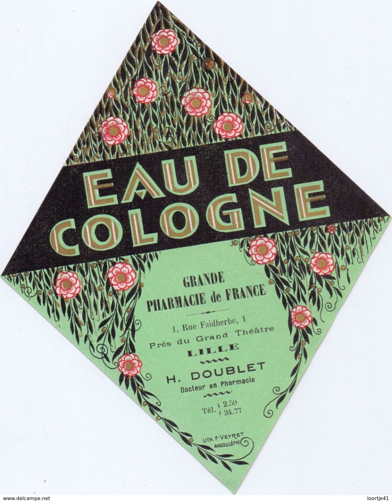 Etiket Etiquette - Eau De Cologne - Pharmacie H. Doublet - Lille - Etiquettes