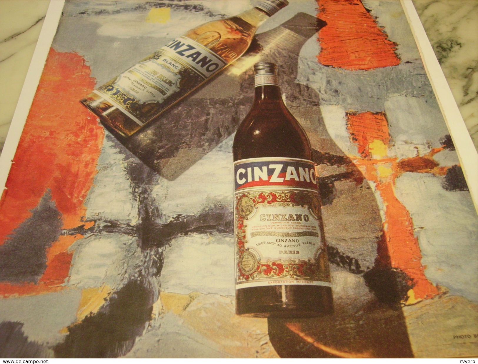 ANCIENNE PUBLICITE CINZANO BLANC ET ROUGE 1956 - Alcohols