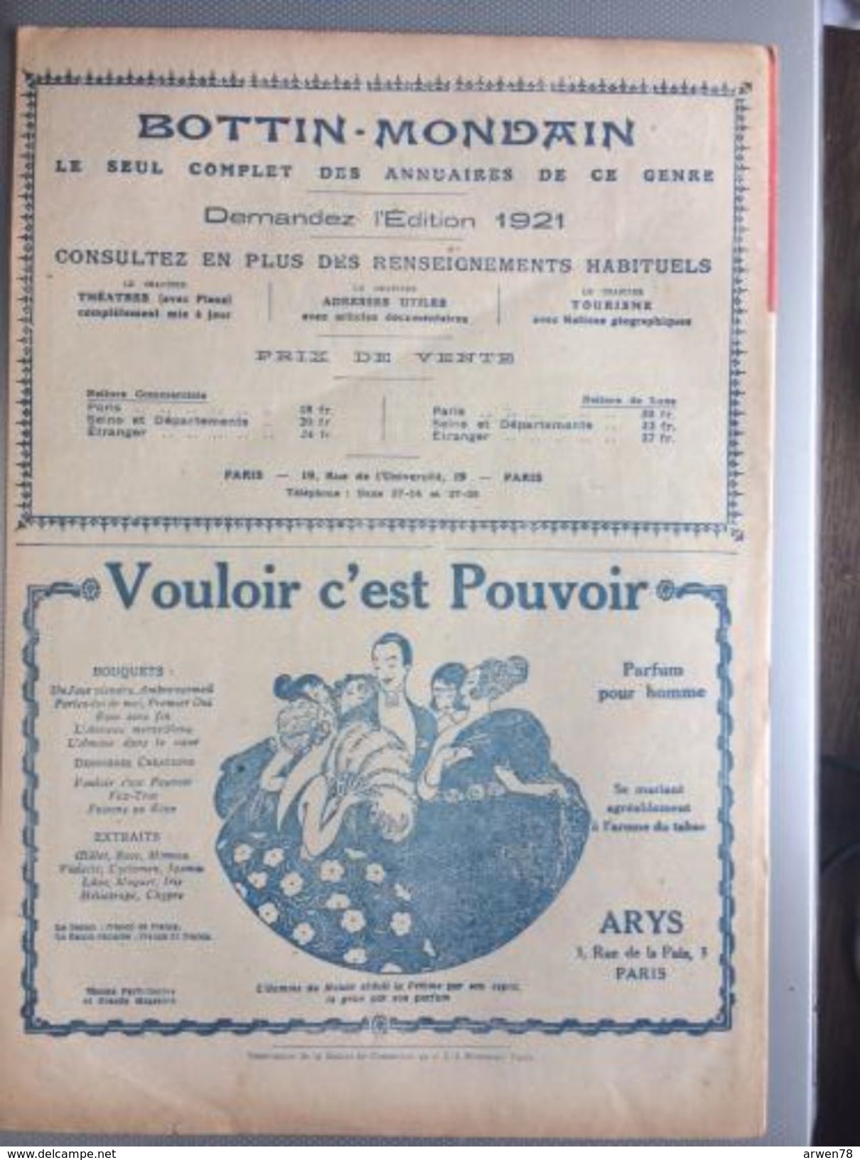 Le Cri De Paris Cuisine Politique Charbon De La Rhur  Pub Parfum Vouloir C'est Pouvoir Pour Homme Mai 1921 - Autres & Non Classés