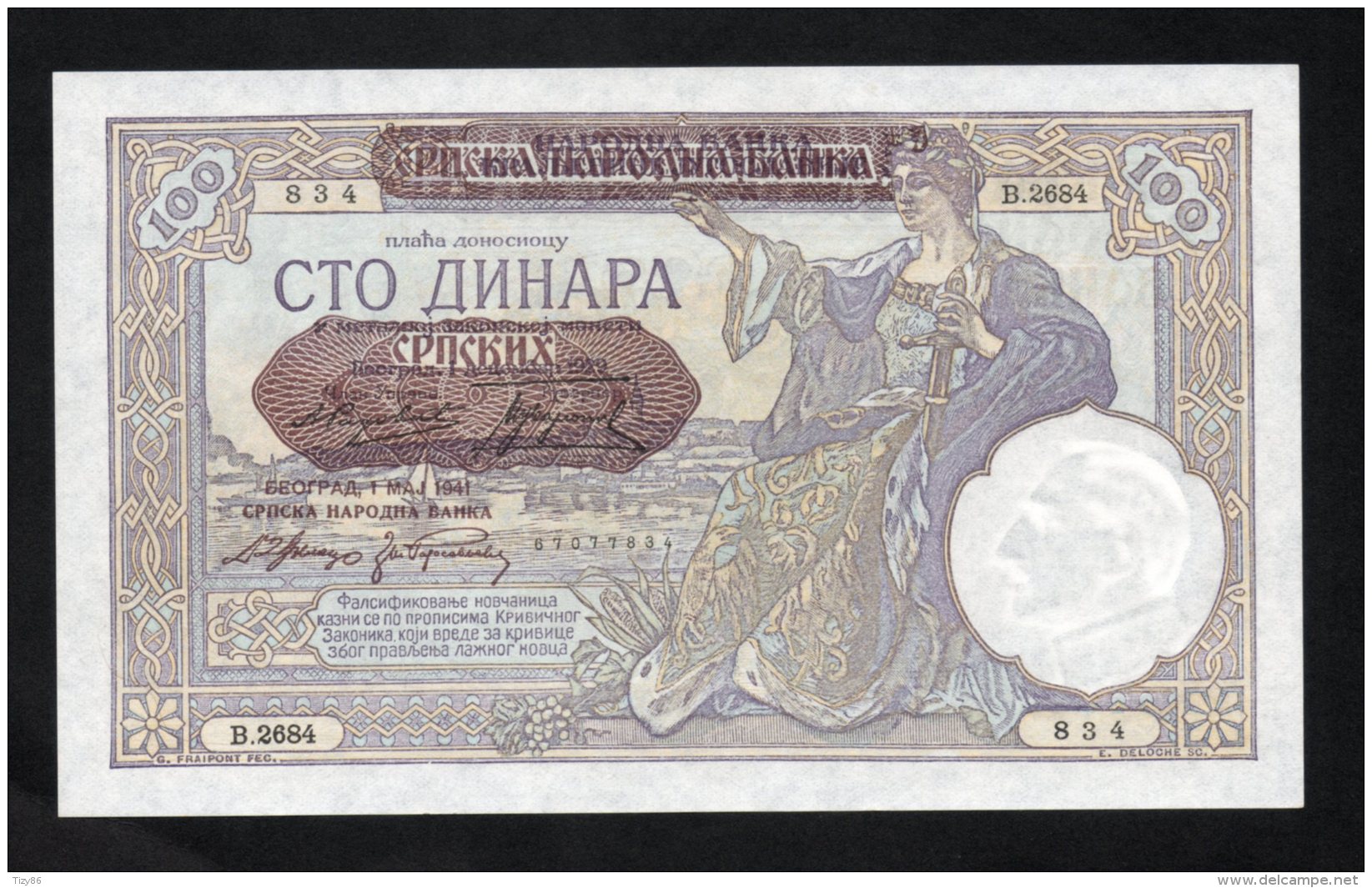 Banconota Serbia -  100 Dinara 1941 (FDS - UNCIRCULATED) - Serbia