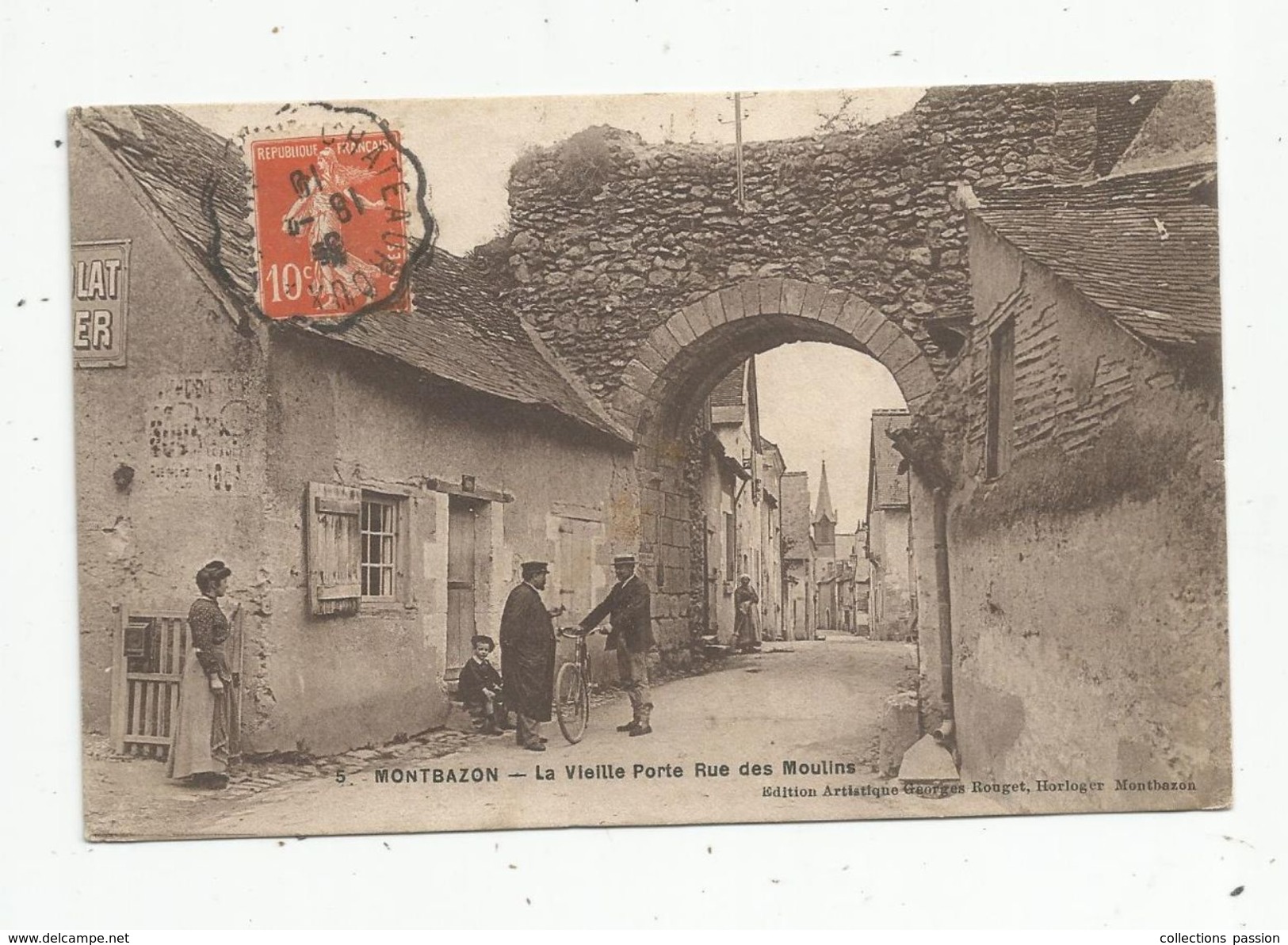 Cp , 37 , MONTBAZON , La Vieille Porte Rue Des Moulins ,voyagée 1910 - Montbazon