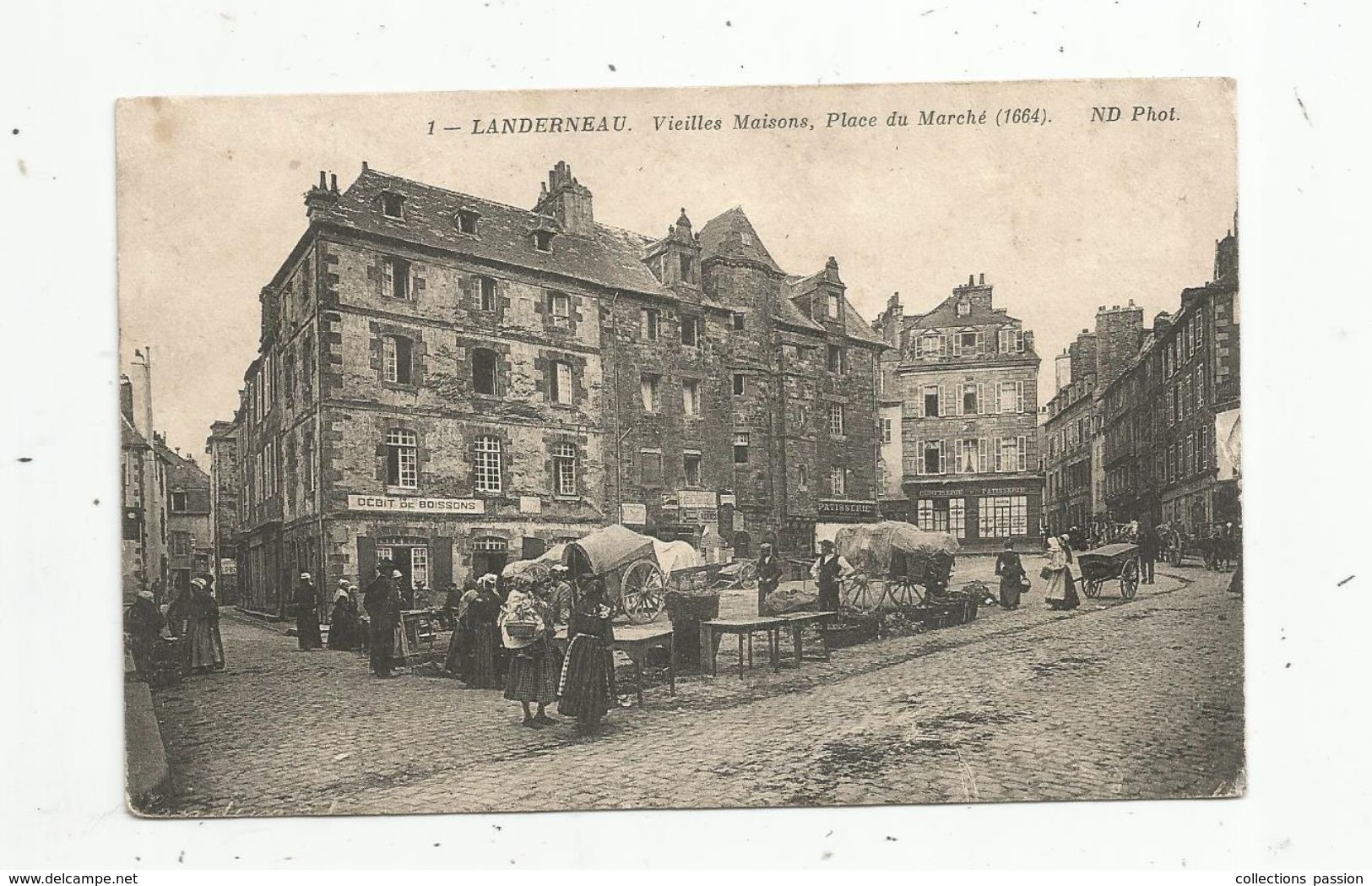 Cp , Commerce , Marché , 29 , LANDERNEAU , Vieilles Maisons , Place Du Marché , Voyagée 1915 ,F.M. - Marchés