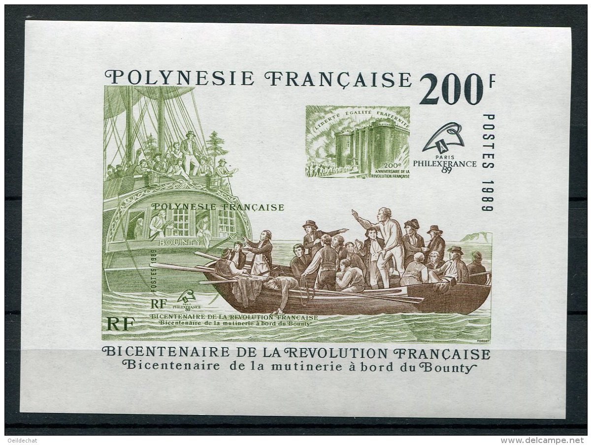 4568  POLYNESIE  BF 15**   Bicentenaire De La Révolution Française Et De La Mutinerie Du "Bounty    1989   SUPERBE - Blocchi & Foglietti