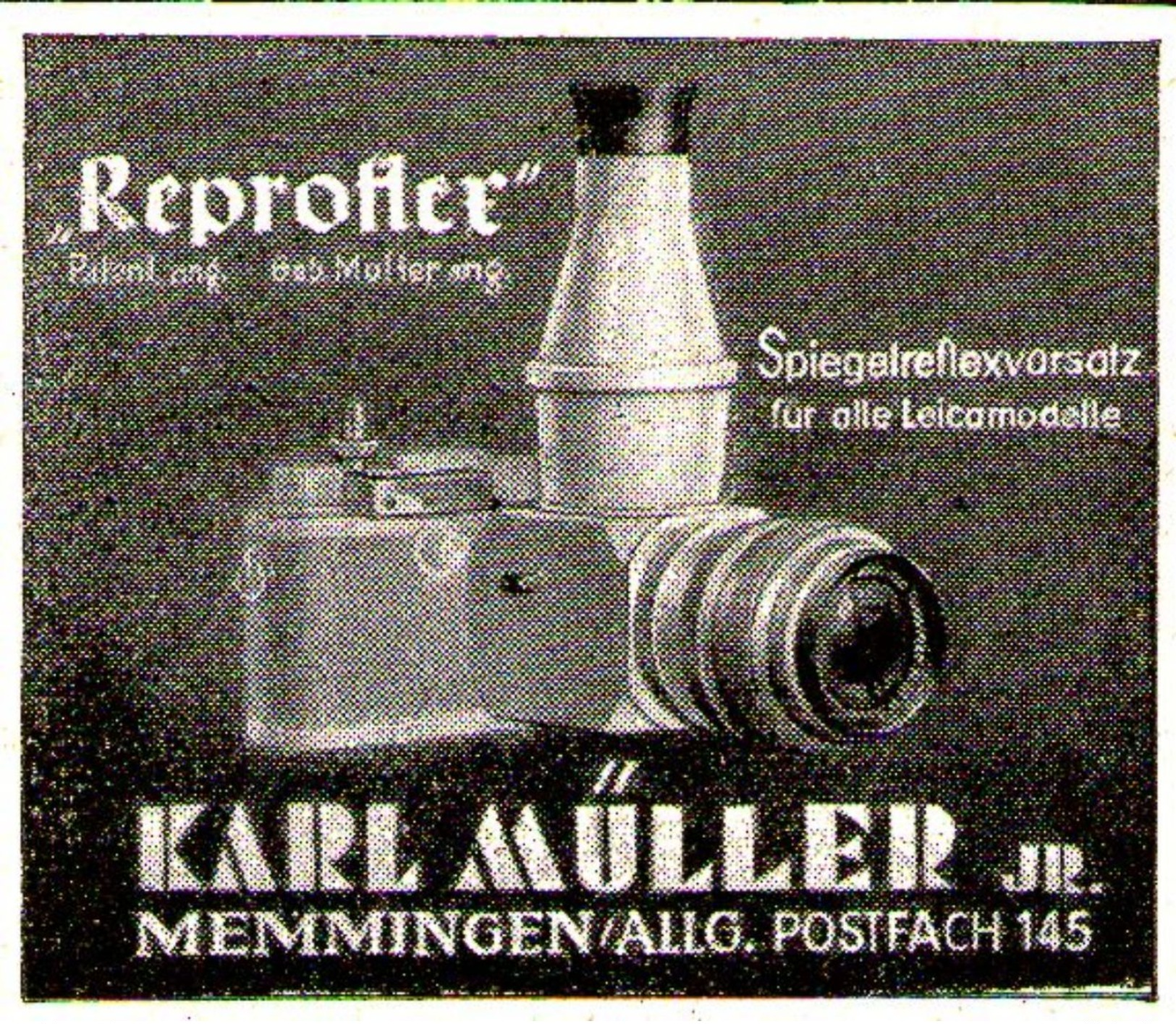 Original-Werbung/ Anzeige 1949 - REPROFLEX KAMERA / KARL MÜLLER - MEMMINGEN - Ca. 45 X 40 Mm - Werbung