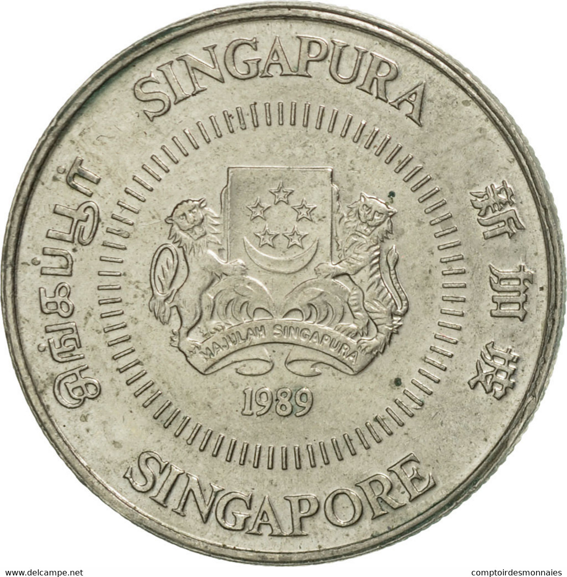 Monnaie, Singapour, 10 Cents, 1989, British Royal Mint, SUP+, Copper-nickel - Singapour