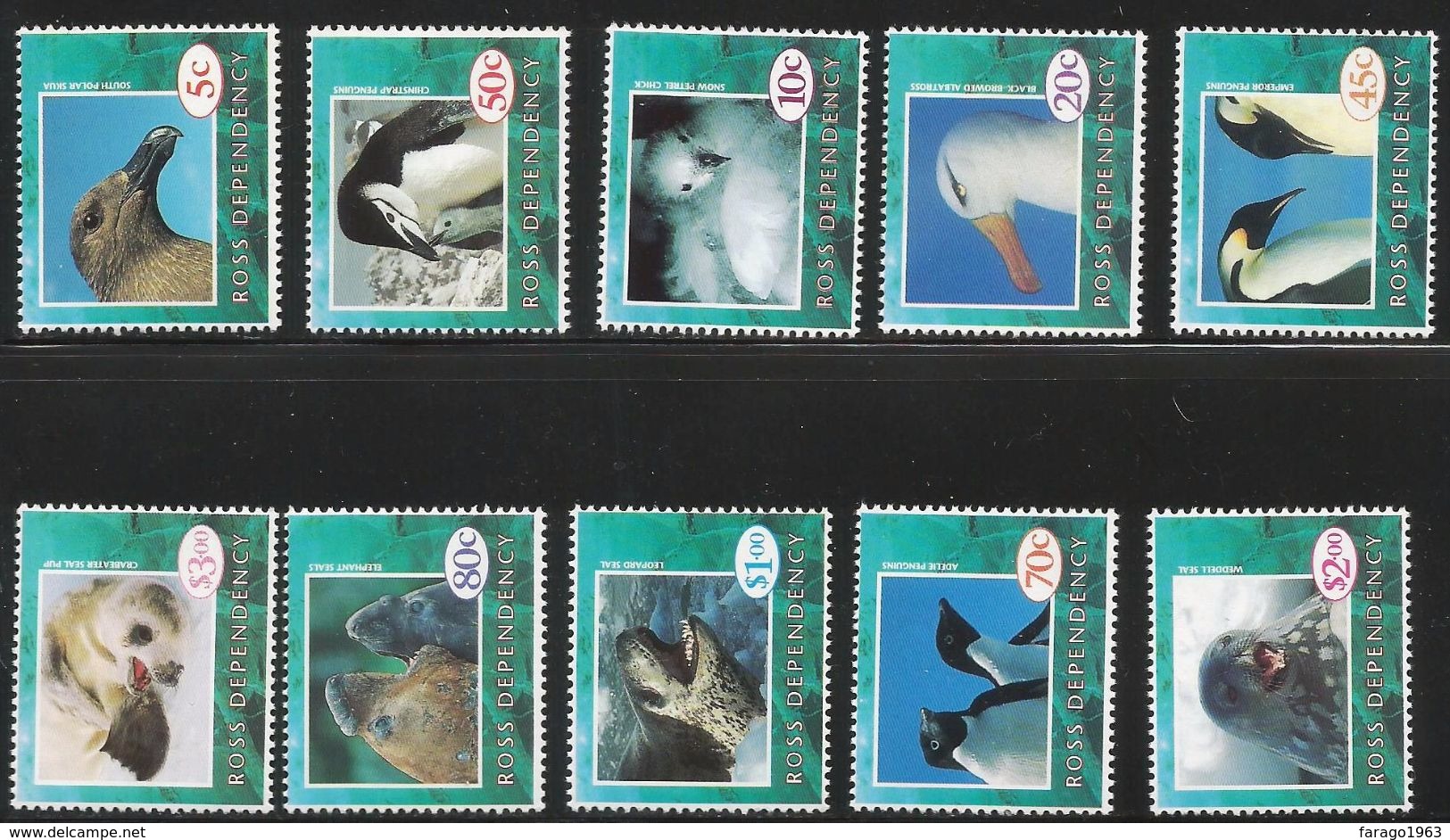 1994 Ross Dependency Wildlife Penguins Birds   Set Of 10   (missing 1995 40c) MNH - Nuovi