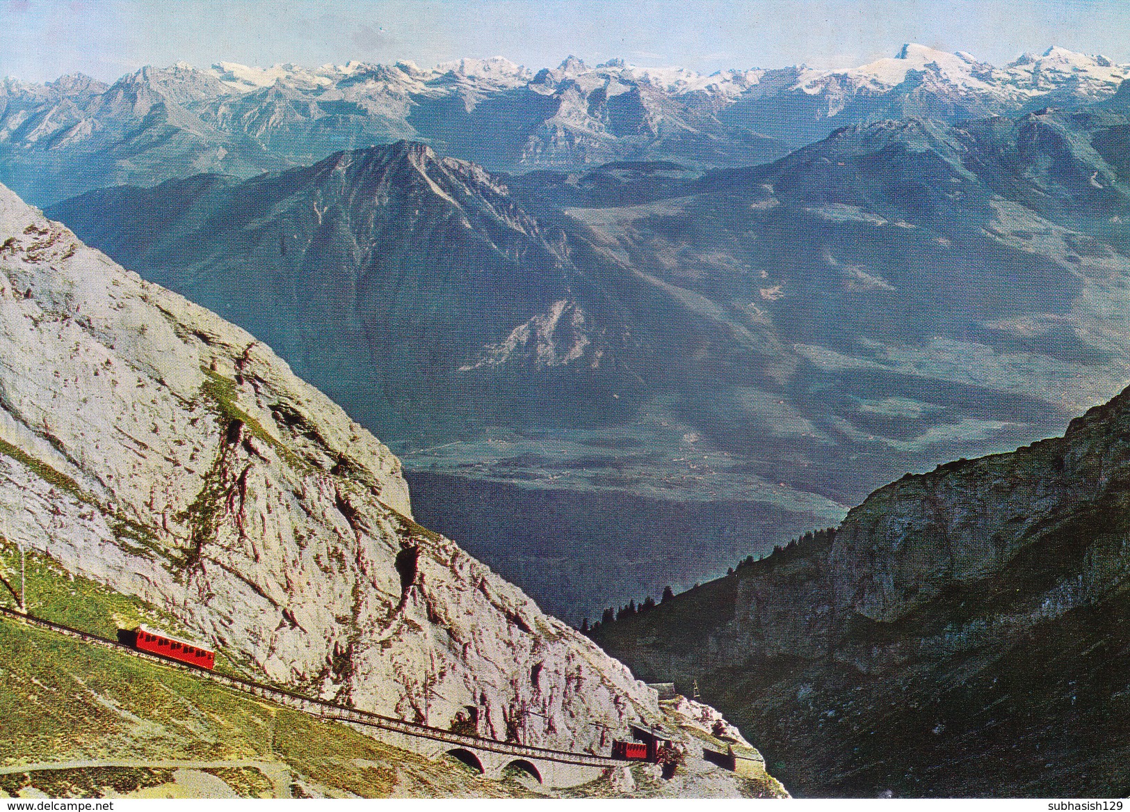 SWITZERLAND - COLOUR PICTURE POST CARD - HOTEL PILATUS KULM, BELLEVUE - ELECTRIC PILATUS RAILWAY - TRAVEL / TOURISM - Bellevue