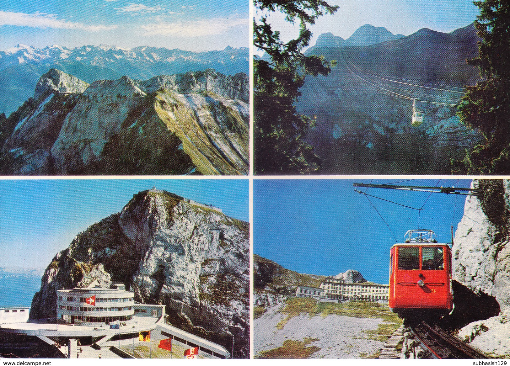 SWITZERLAND - COLOUR PICTURE POST CARD - HOTEL PILATUS KULM, BELLEVUE - MIT ZAHNRAD UND LUFTSEILBAHN - TRAVEL / TOURISM - Bellevue