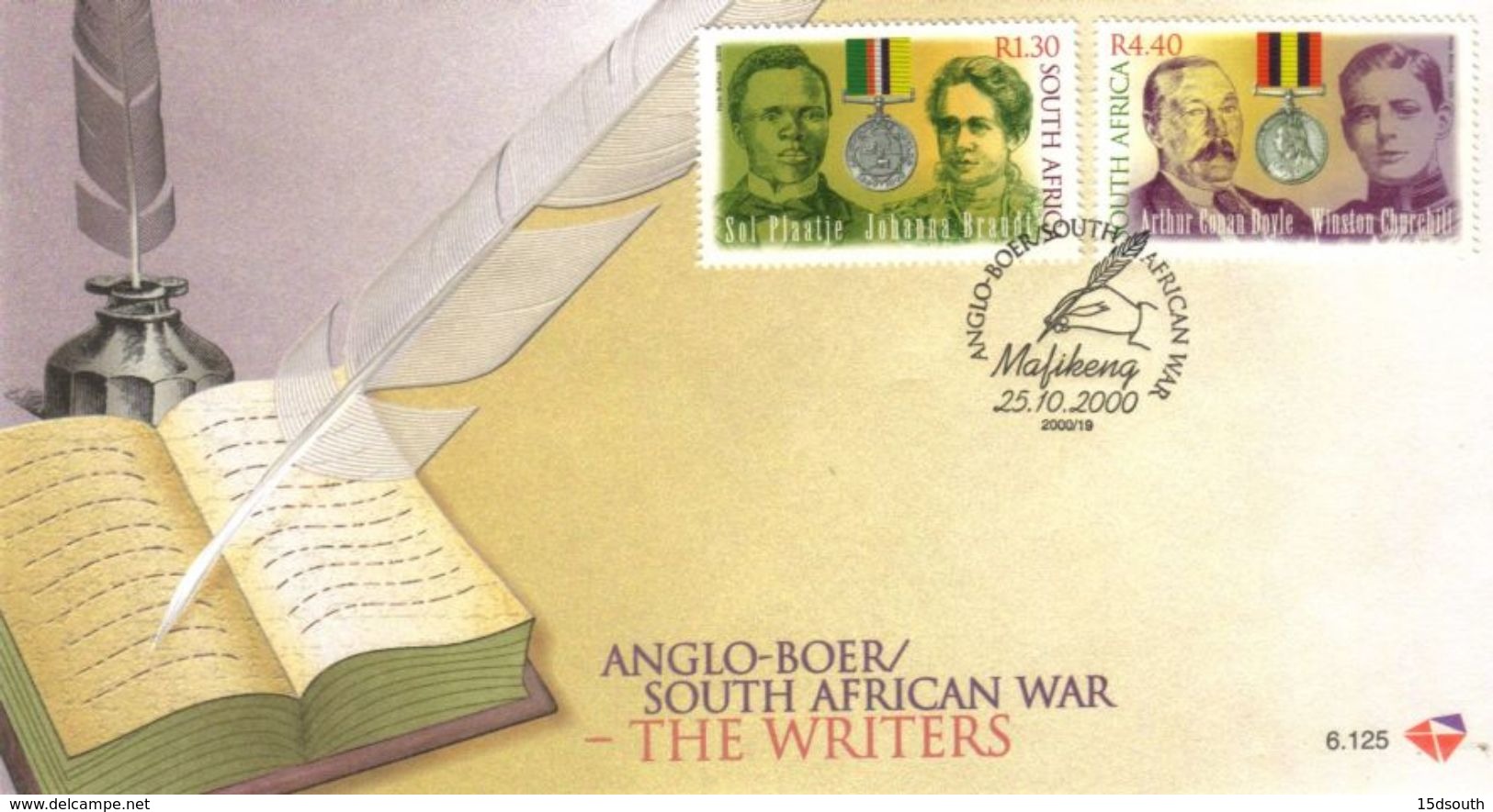 South Africa - 2000 Anglo-Boer War Writers FDC # SG 1203-1204 , Mi 1283x-1284x - FDC