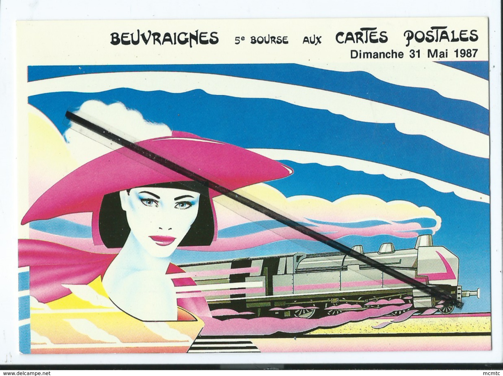 CPM  - Beuvraignes - 5e Bourse Aux Cartes Postales -  (train , Locomotive  )-  Illustration De Jean Pierre Parlange - Beuvraignes