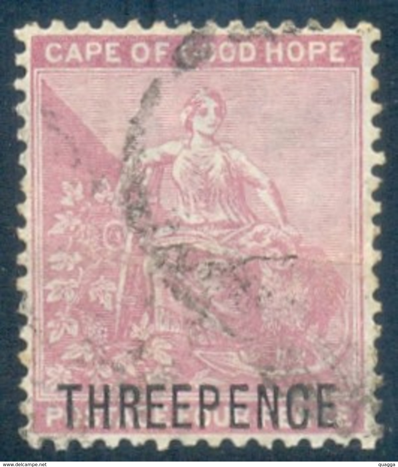 Cape Of Good Hope 1880. 'THREE PENCE' On 4d Pale Dull Rose (wmk.CC). SACC 30, SG 35. - Kap Der Guten Hoffnung (1853-1904)