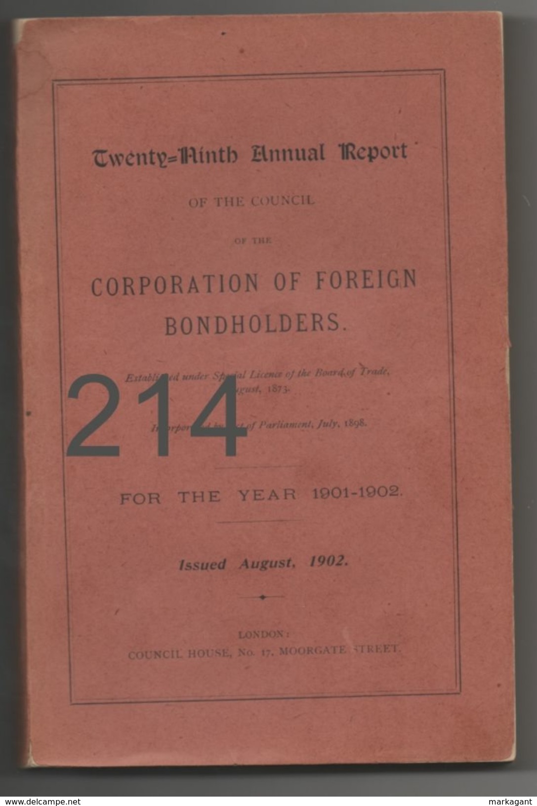 Corporation Of Foreign Bondholders (1902) - 1900-1949