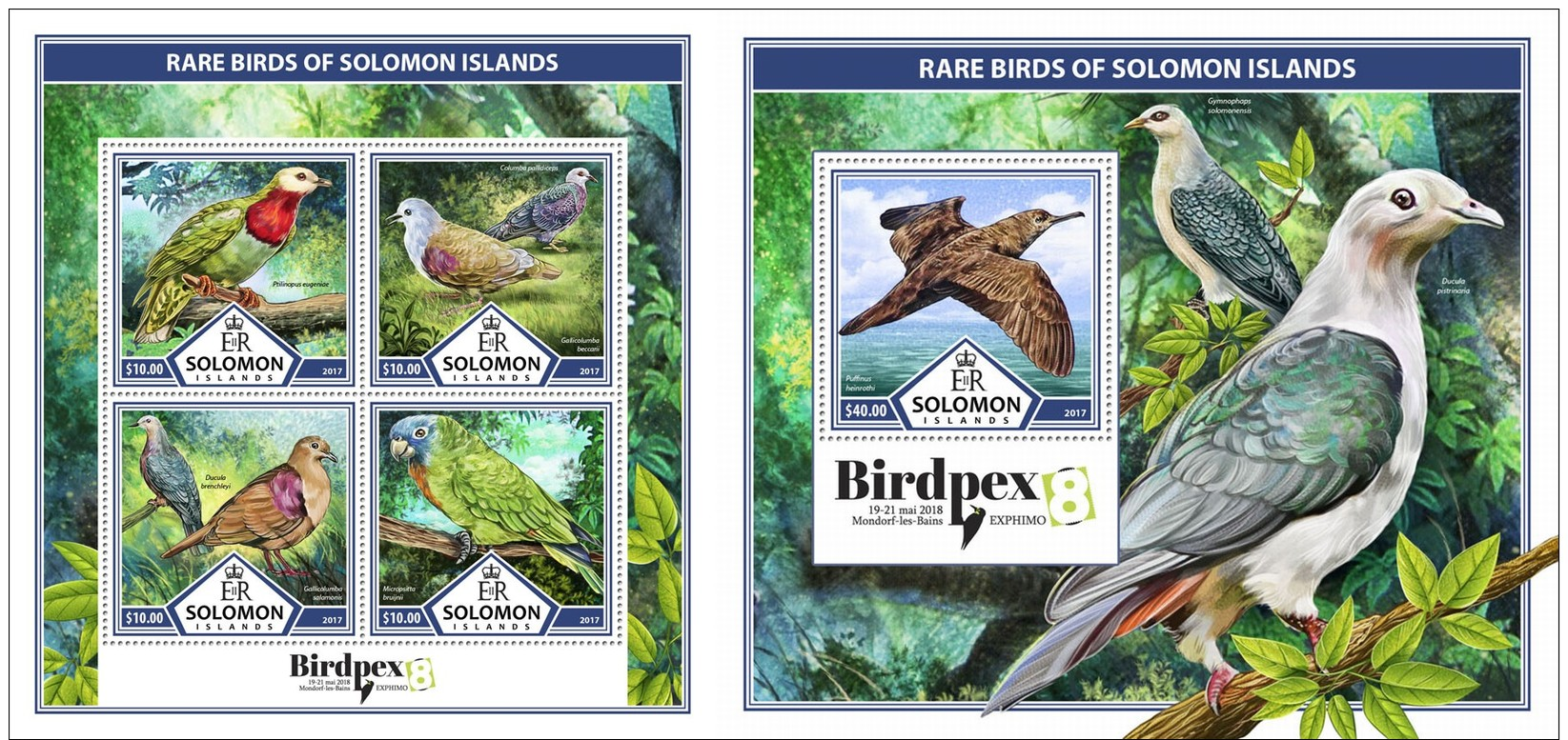 Z08 SLM17324ab Solomon Islands 2017 Rare Birds MNH ** Postfrisch - Salomon (Iles 1978-...)