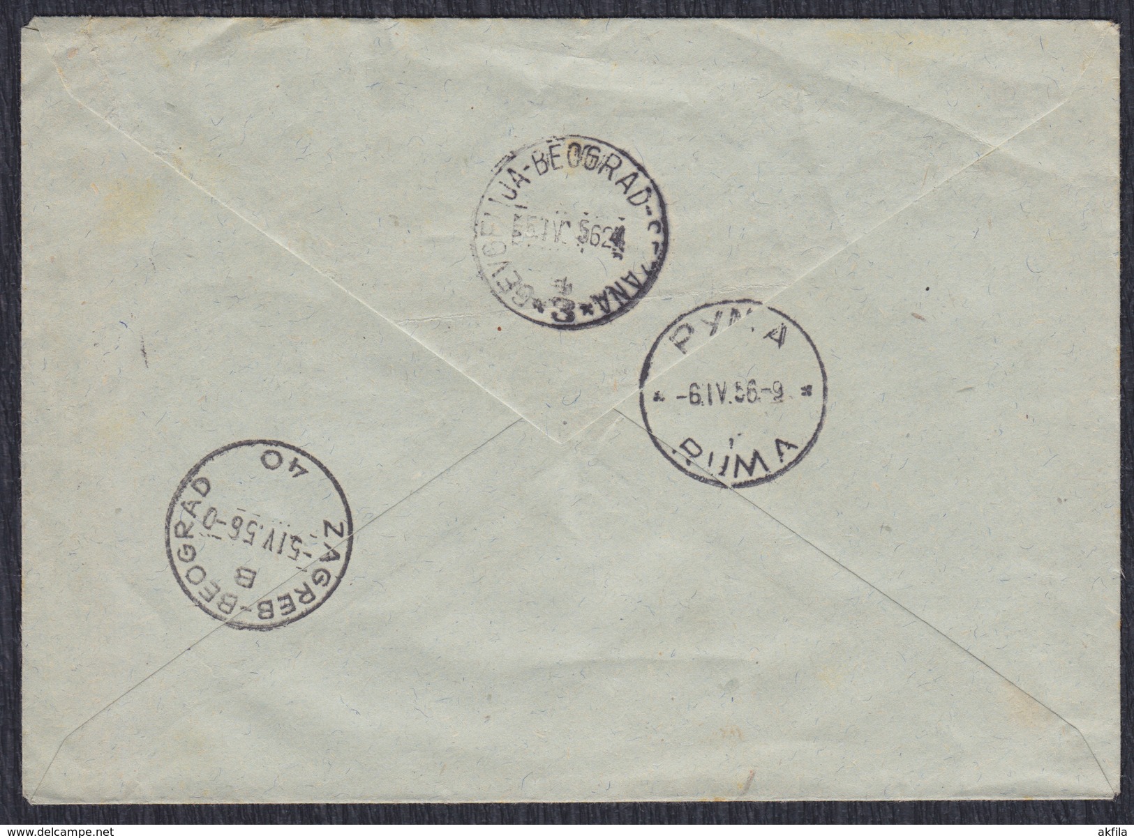 Yugoslavia Croatia 1956 Triptych, Dubrovnik, Registered Letter, Express, Beograd - Ruma - Covers & Documents