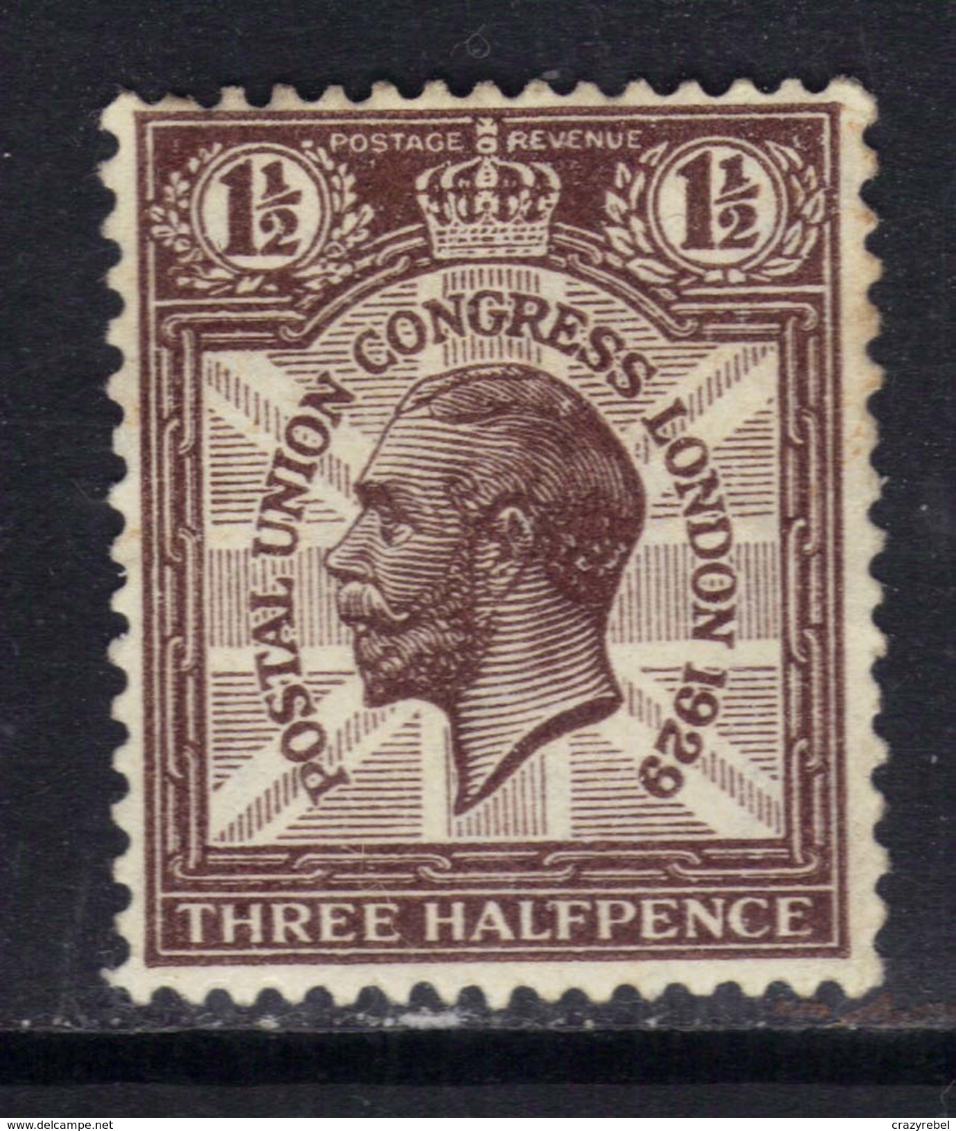 GB 1929 KGV 1 1/2d Brown Postal Union Congress Unused No Gum SG 436 ( F212 ) - Unused Stamps