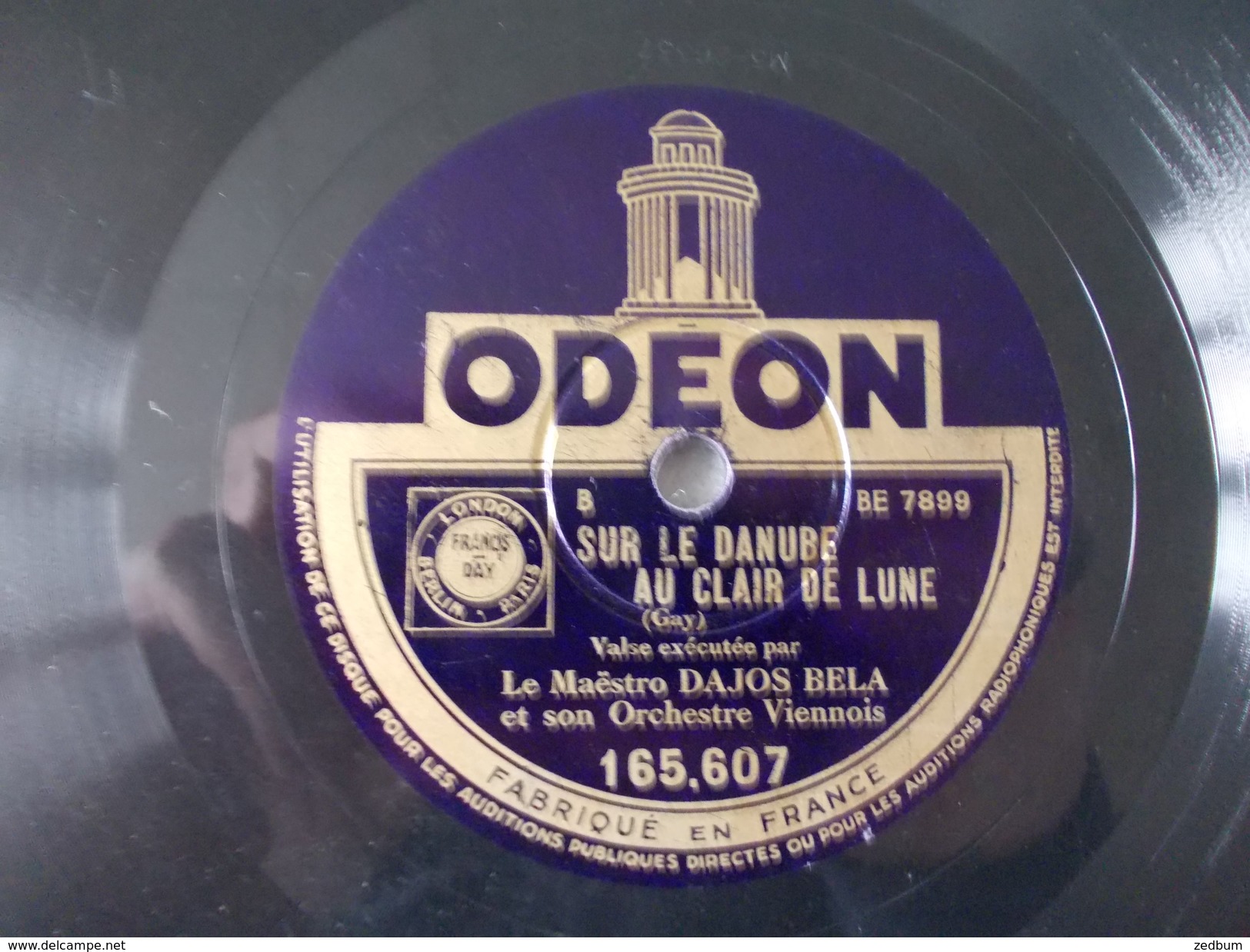 78T - Sur Le Danube Au Clair De Lune Et Bijou Valse Par Dajos Bella - 78 Rpm - Gramophone Records