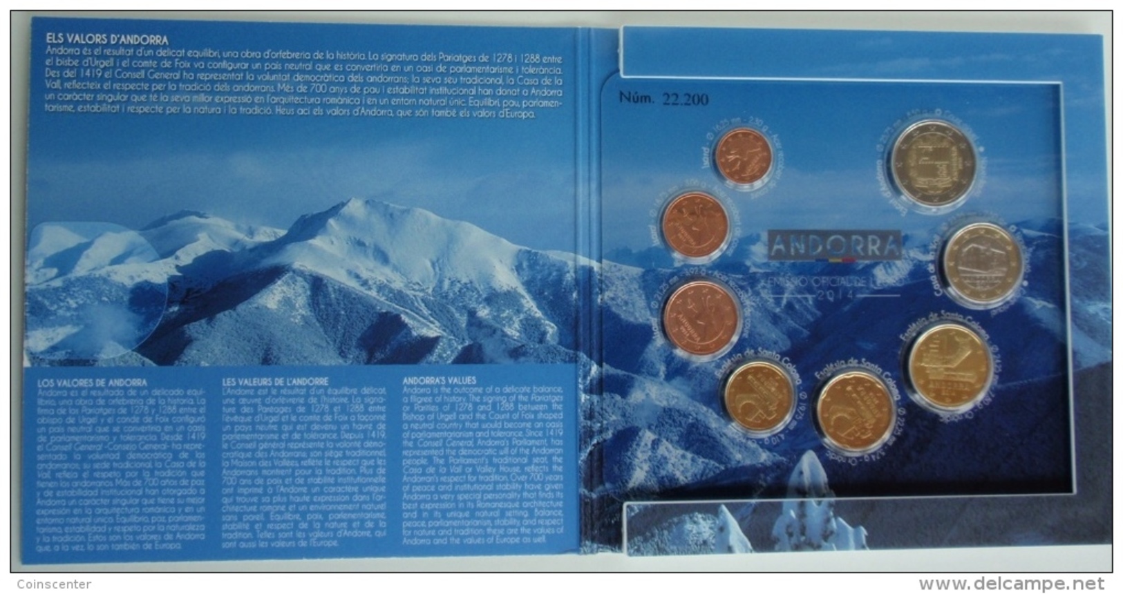 Andorra 2014 Official Euro Coins Mint Set 8 Pcs BU - Andorre